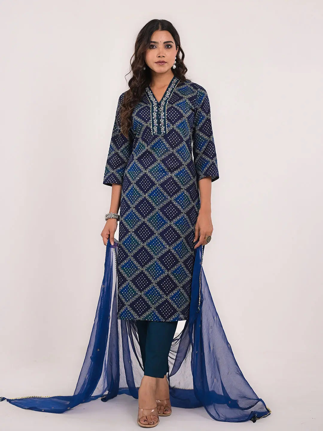 KAVITA GUPTA cotton embroided kurta with pant and dupatta Kavita Gupta