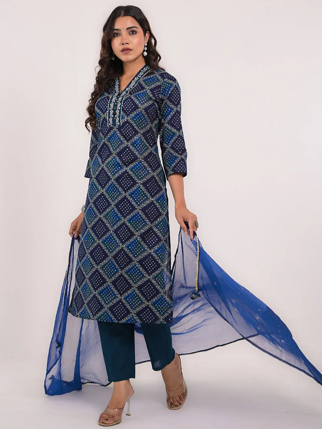 KAVITA GUPTA cotton embroided kurta with pant and dupatta Kavita Gupta