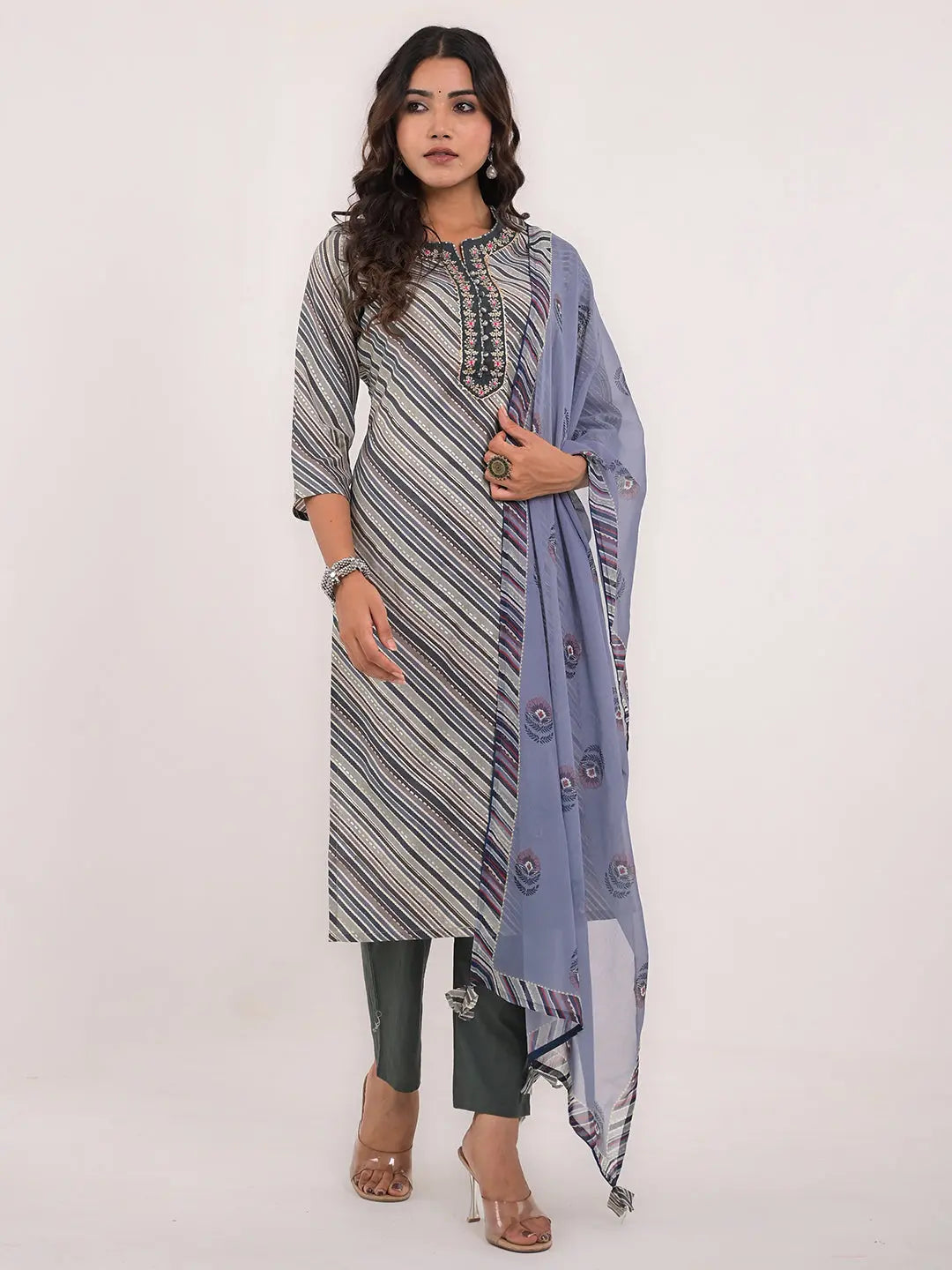 KAVITA GUPTA maslin embroided kurta with pant and dupatta Kavita Gupta