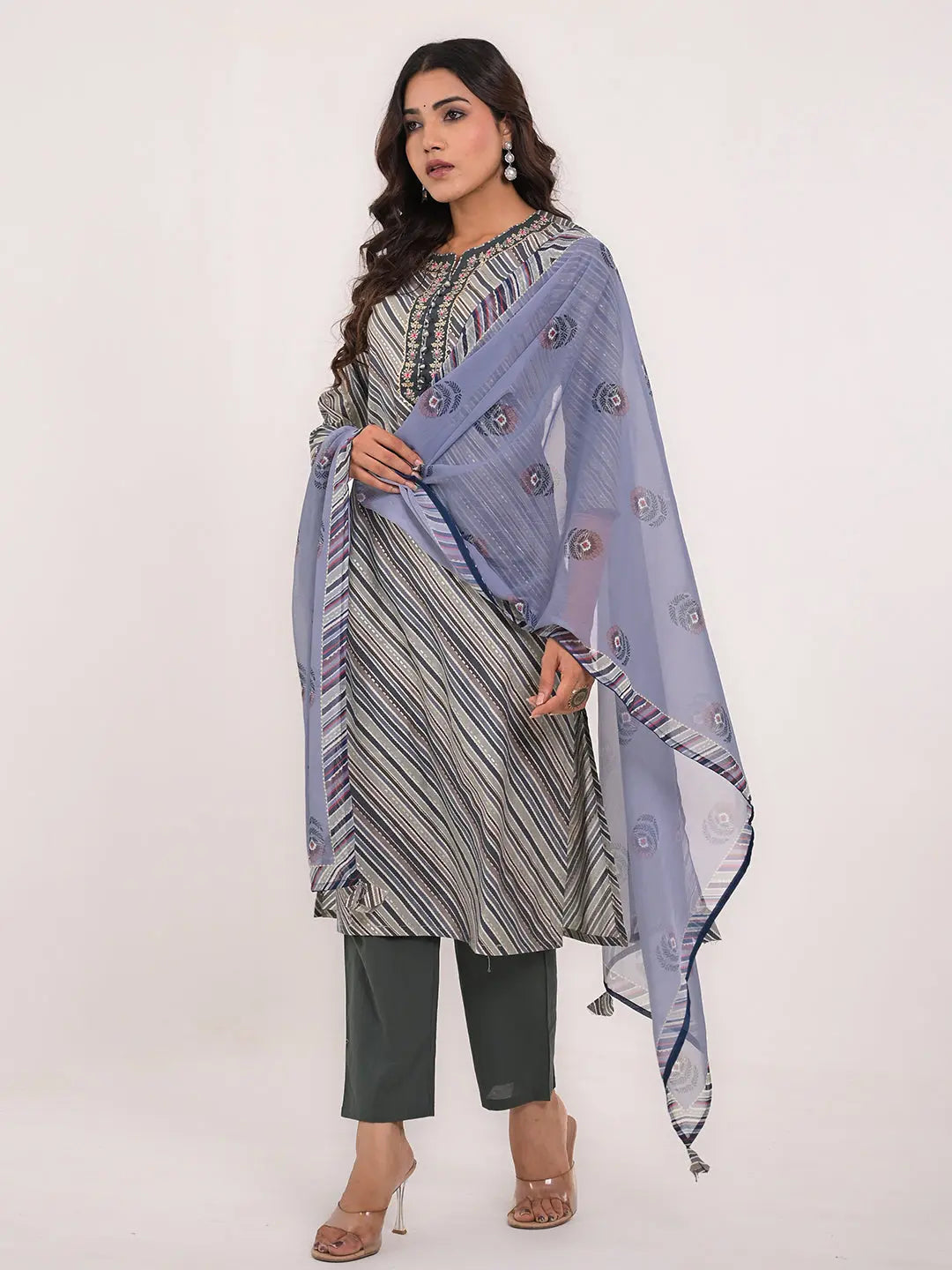 KAVITA GUPTA maslin embroided kurta with pant and dupatta Kavita Gupta