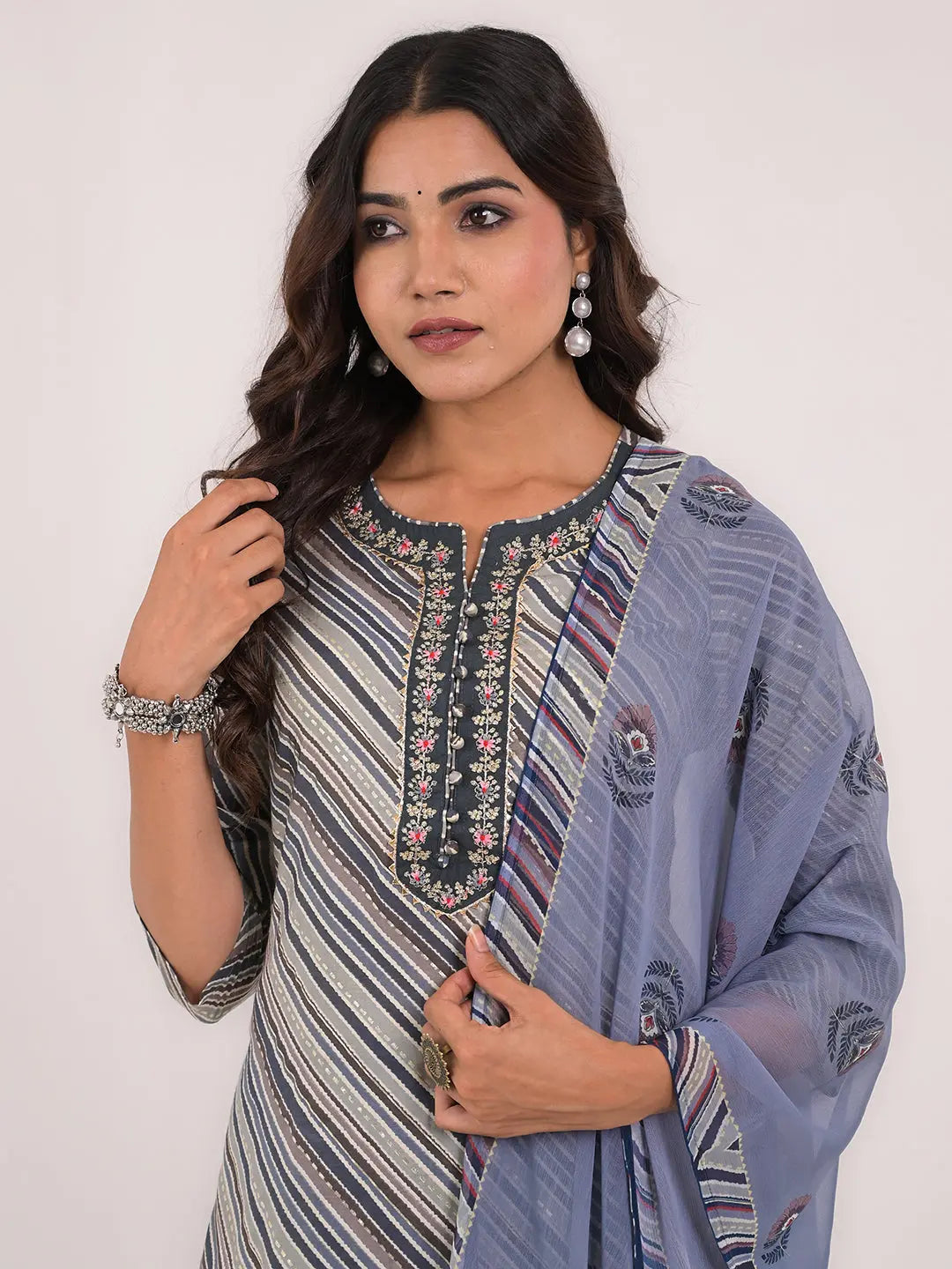 KAVITA GUPTA maslin embroided kurta with pant and dupatta Kavita Gupta