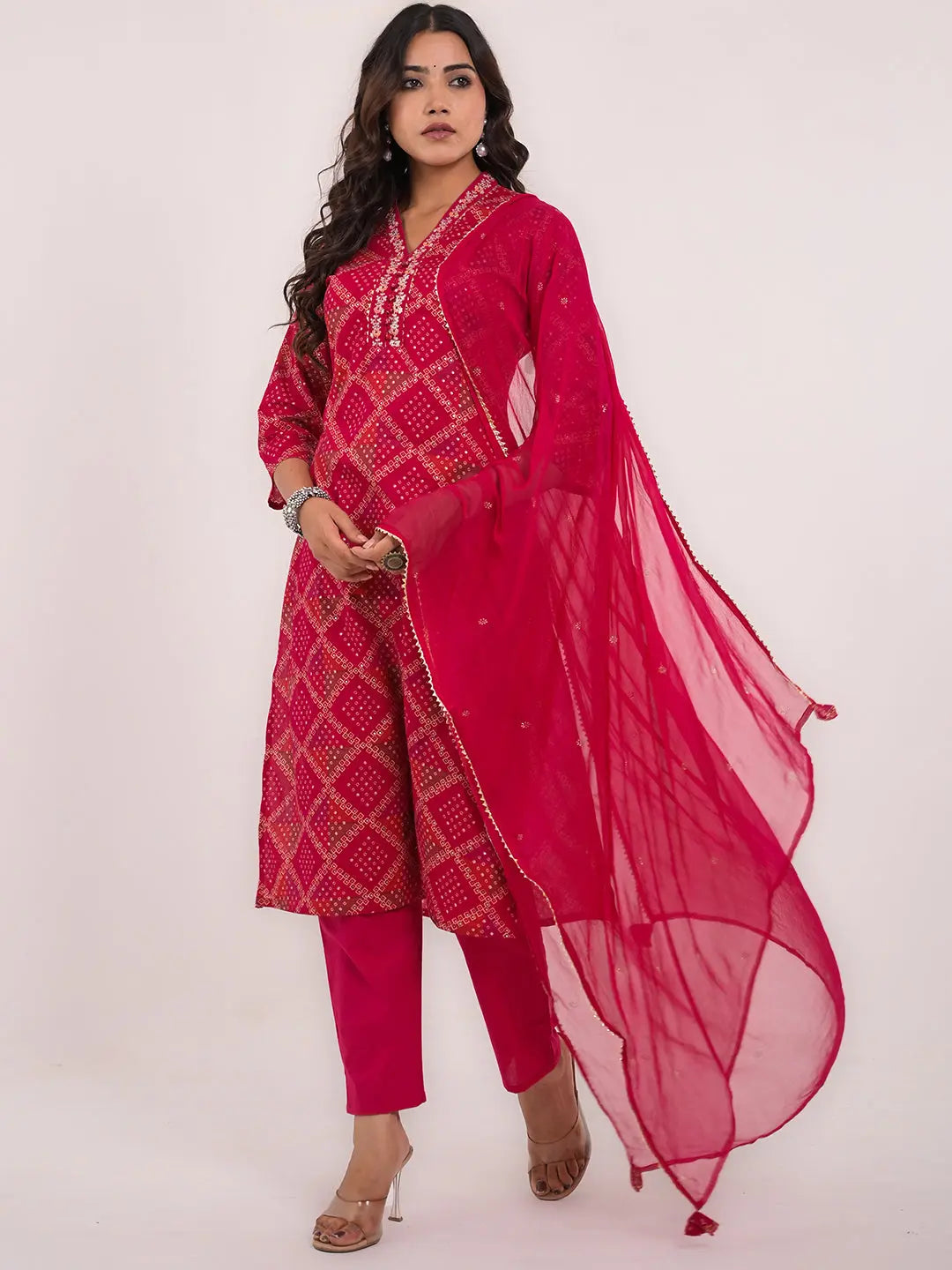 KAVITA GUPTA cotton embroided kurta with pant and dupatta Kavita Gupta