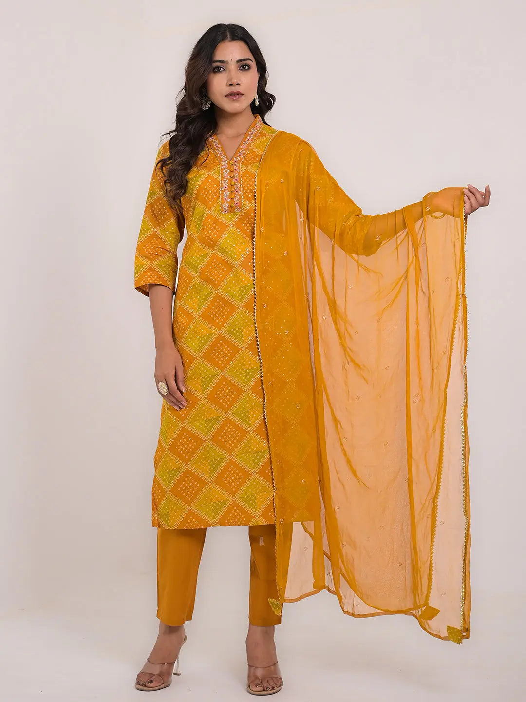 KAVITA GUPTA cotton embroided kurta with pant and dupatta Kavita Gupta