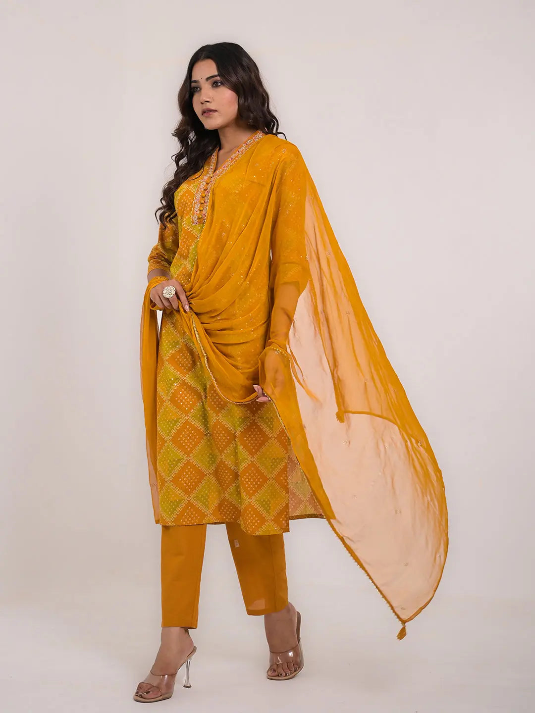 KAVITA GUPTA cotton embroided kurta with pant and dupatta Kavita Gupta