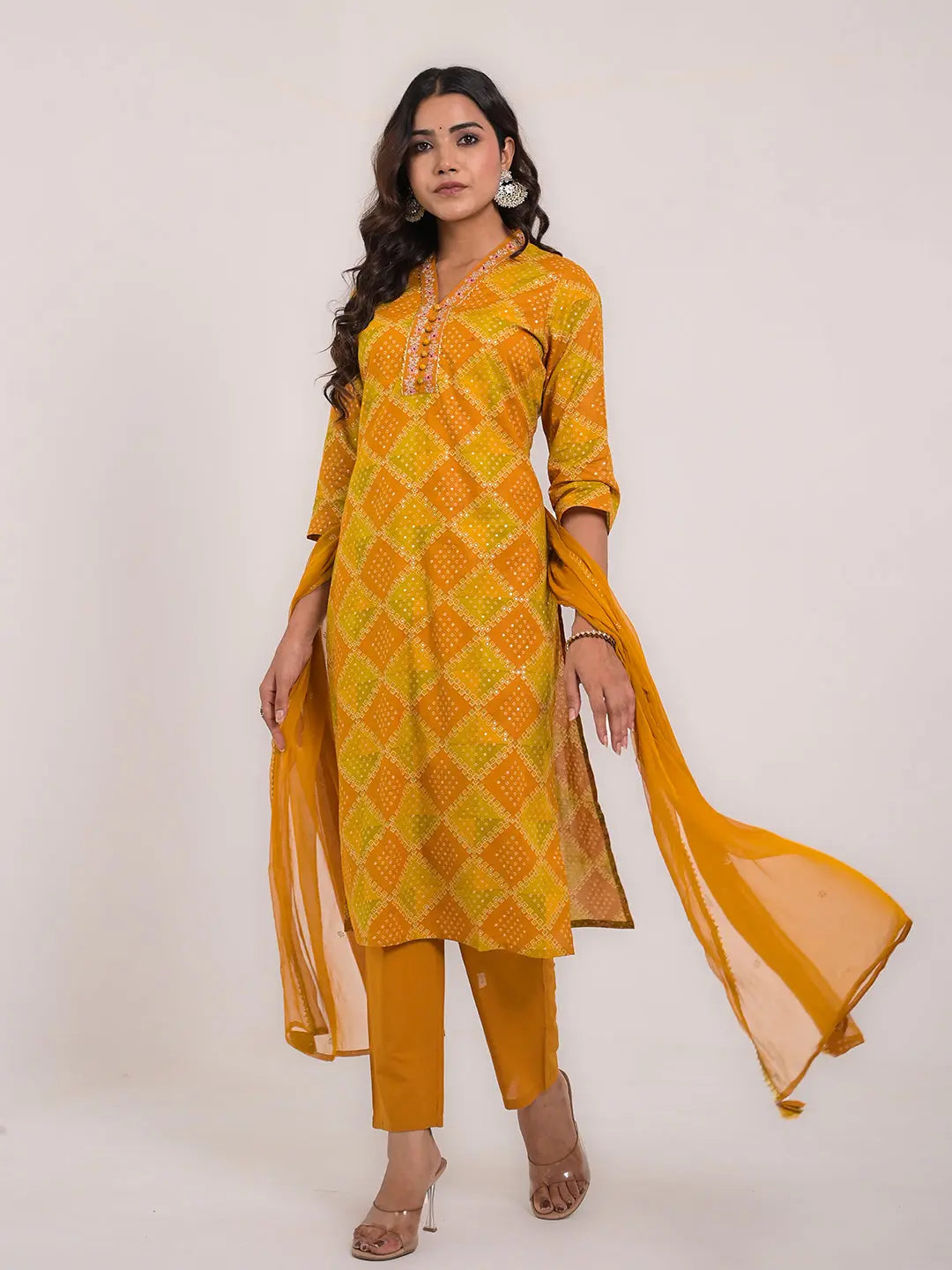 KAVITA GUPTA cotton embroided kurta with pant and dupatta Kavita Gupta