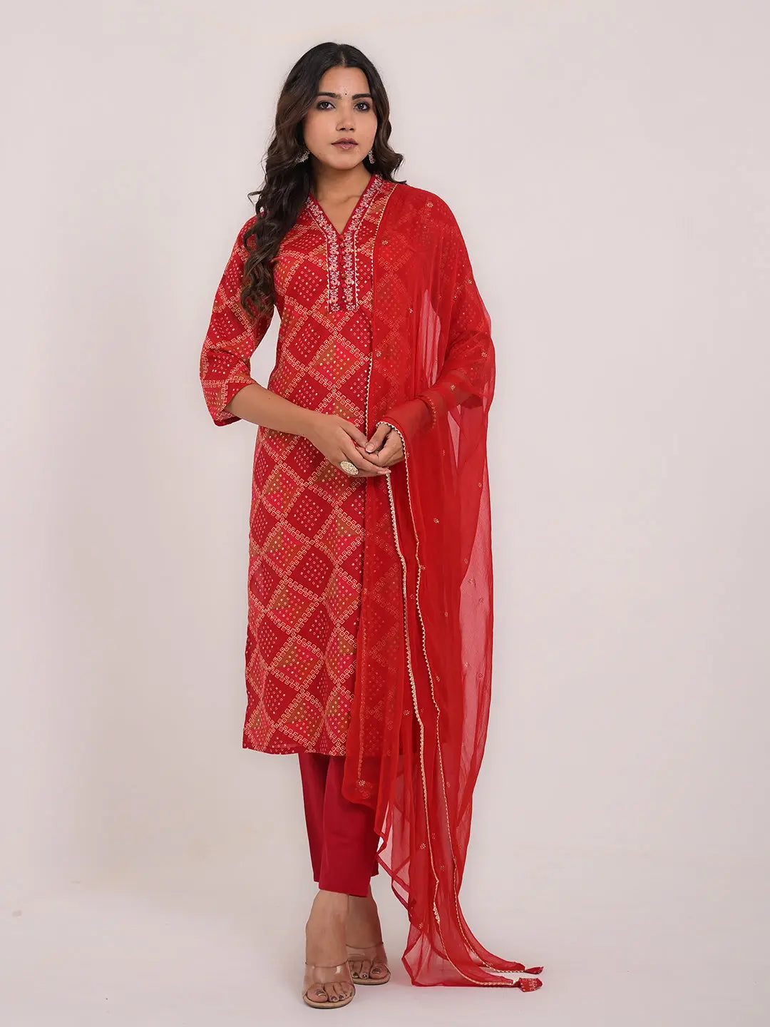 KAVITA GUPTA cotton embroided kurta with pant and dupatta Kavita Gupta