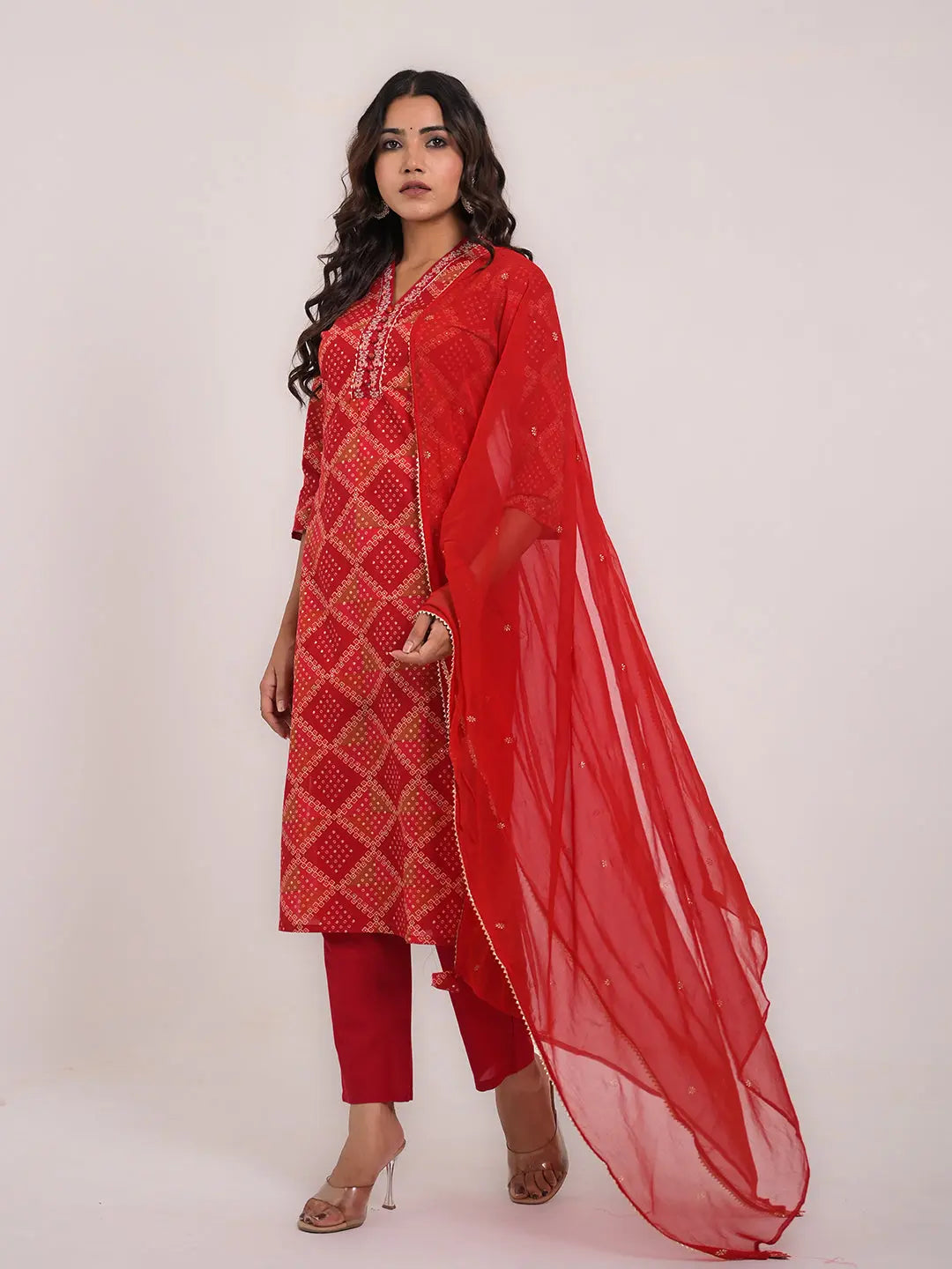 KAVITA GUPTA cotton embroided kurta with pant and dupatta Kavita Gupta