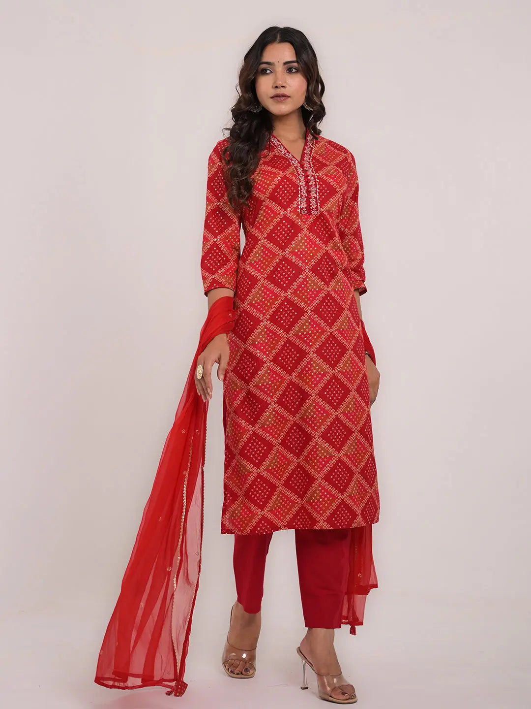 KAVITA GUPTA cotton embroided kurta with pant and dupatta Kavita Gupta