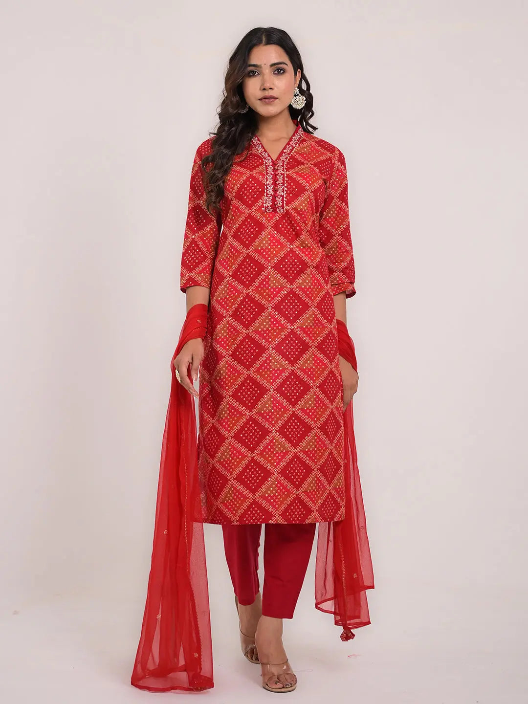 KAVITA GUPTA cotton embroided kurta with pant and dupatta Kavita Gupta