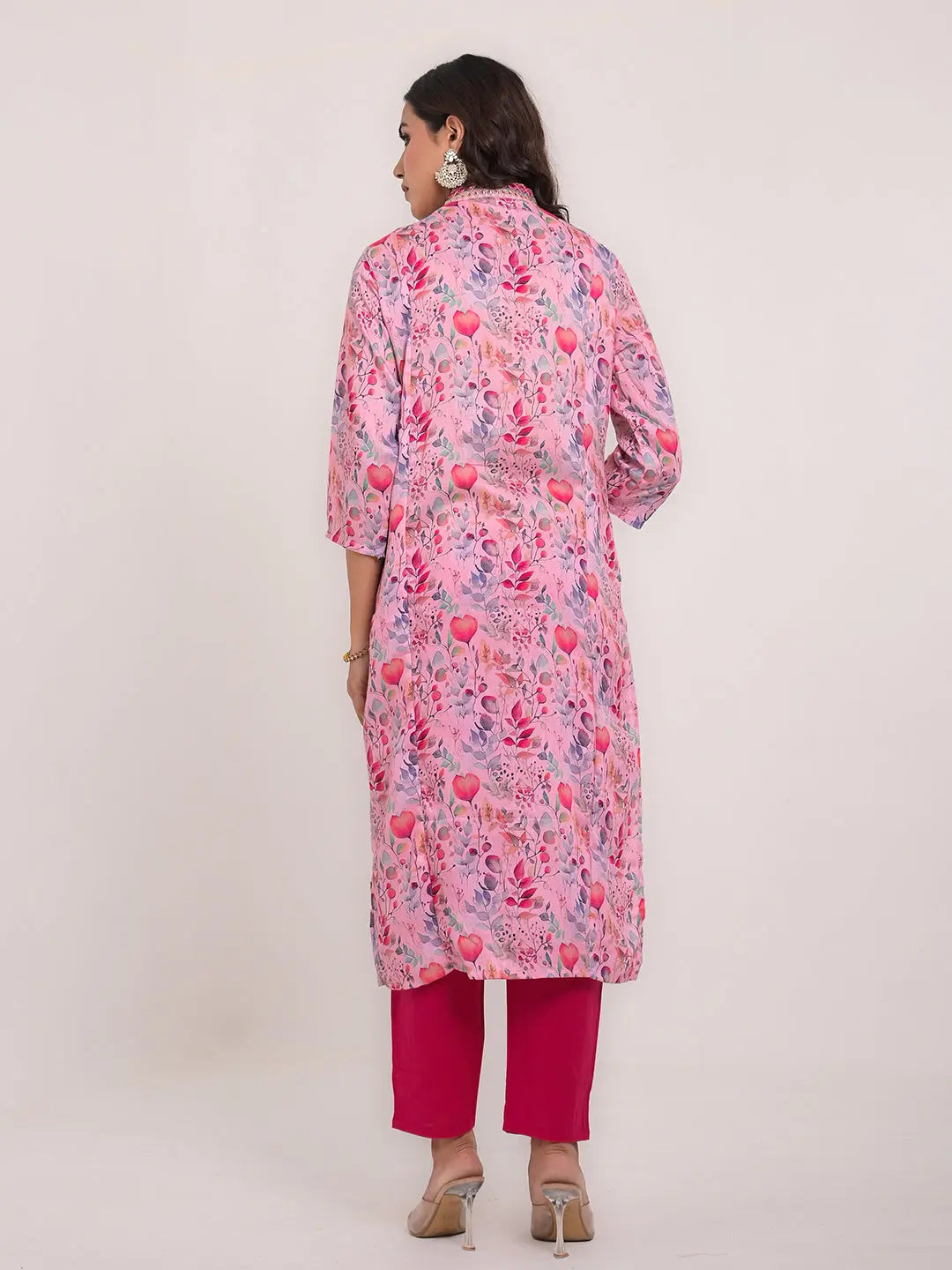 Women's Maslin Silk Printed Embroidery Straight Kurta Kavita Gupta