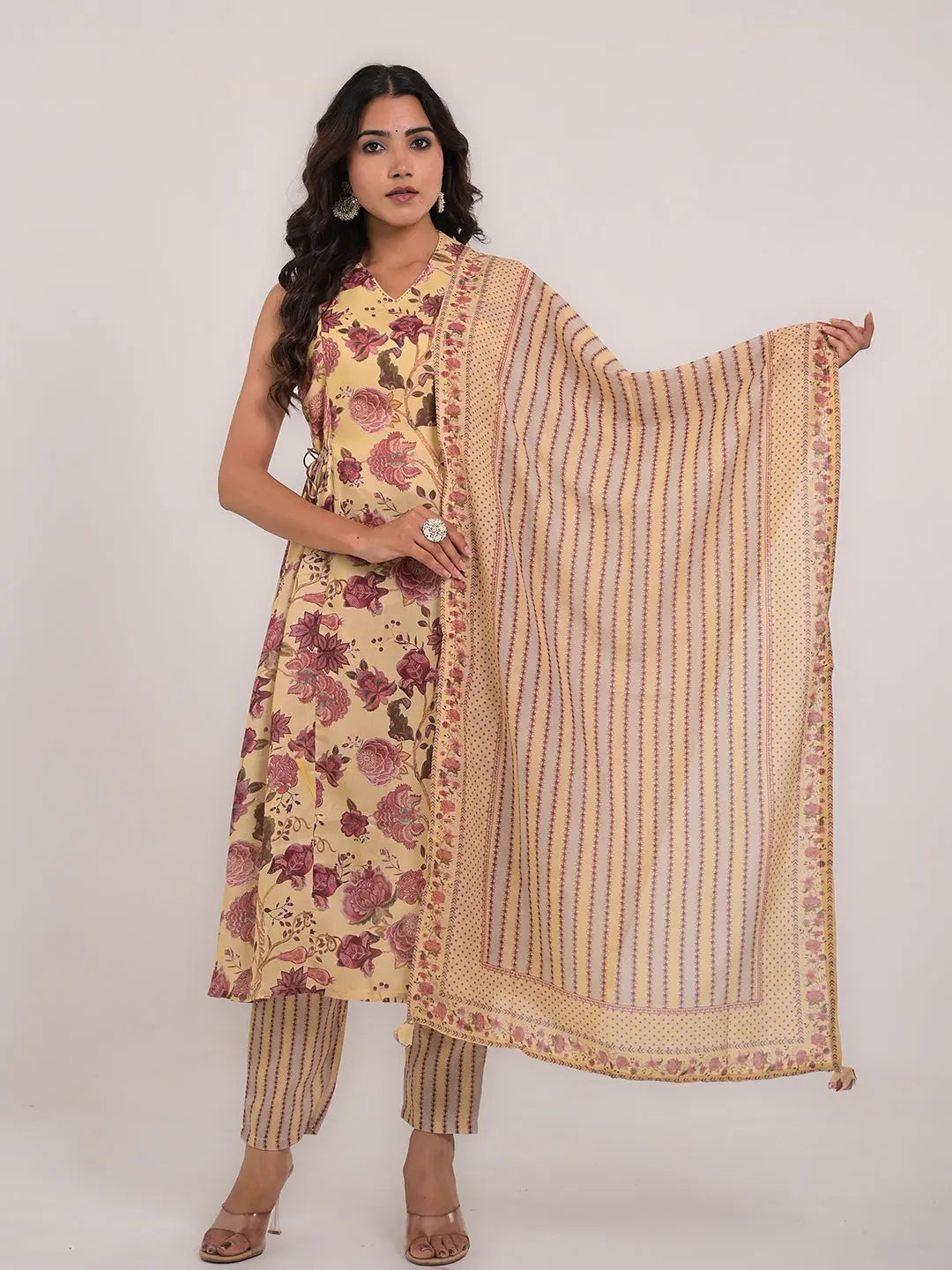 KAVITA GUPTA Cotton Flared Kurta with Pant and Dupatta Kavita Gupta