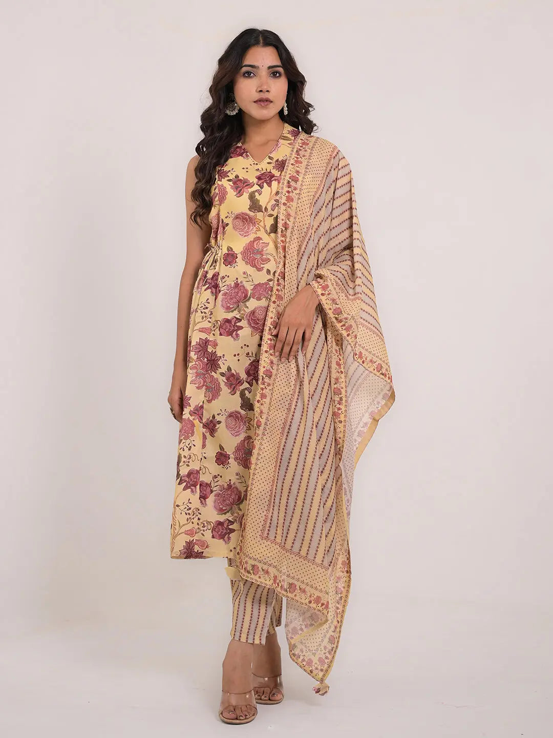 KAVITA GUPTA Cotton Flared Kurta with Pant and Dupatta Kavita Gupta