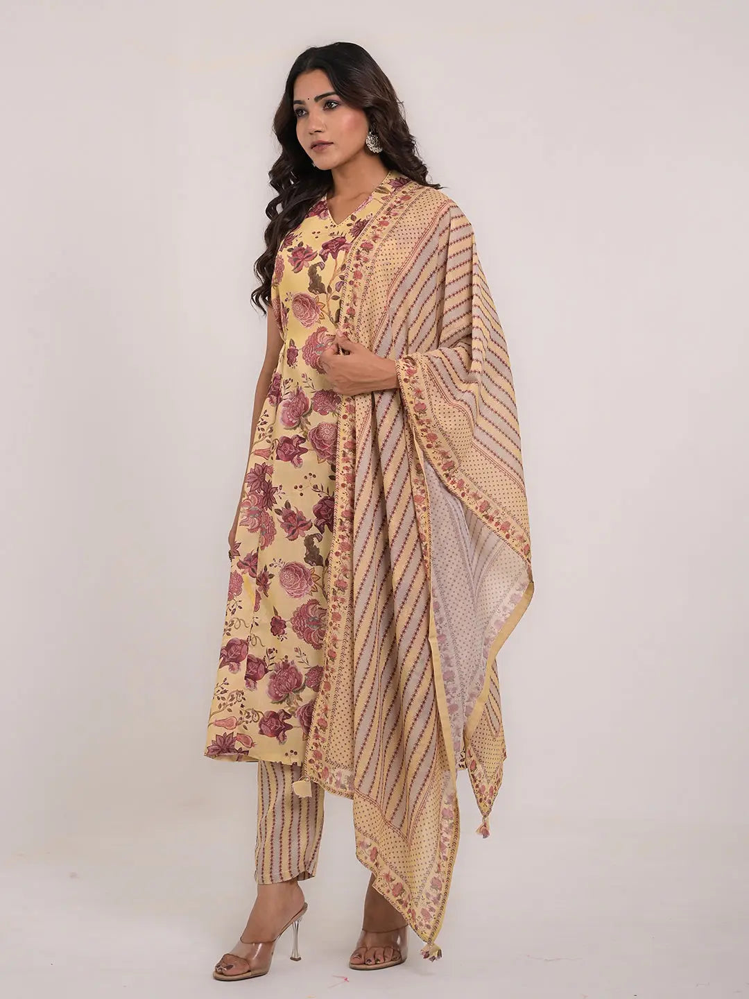 KAVITA GUPTA Cotton Flared Kurta with Pant and Dupatta Kavita Gupta