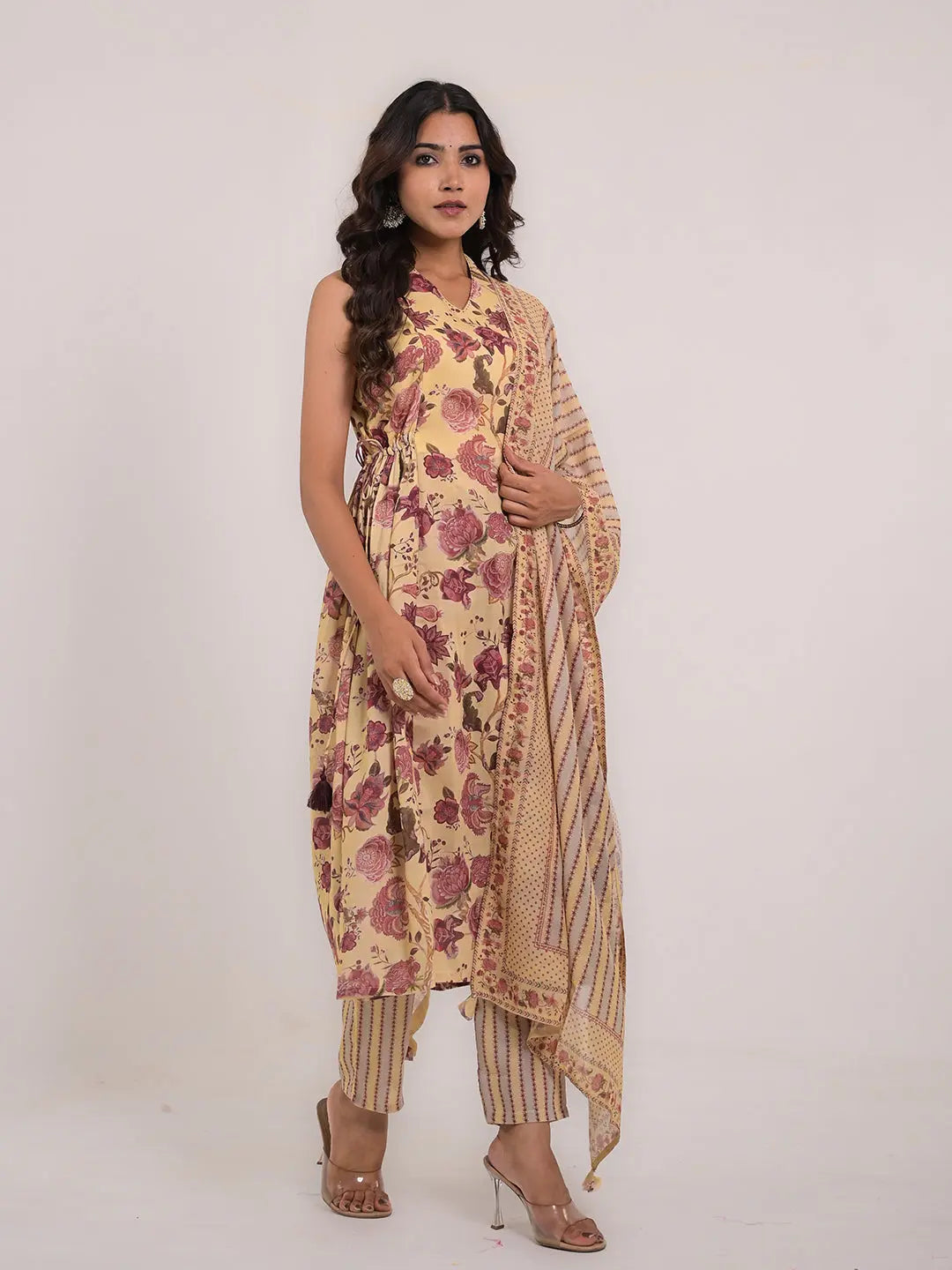 KAVITA GUPTA Cotton Flared Kurta with Pant and Dupatta Kavita Gupta