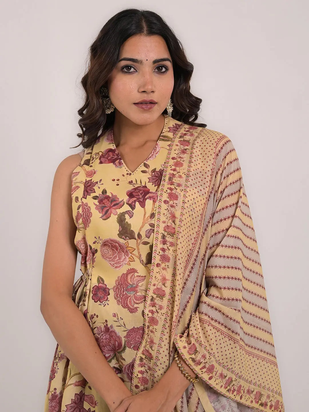 KAVITA GUPTA Cotton Flared Kurta with Pant and Dupatta Kavita Gupta