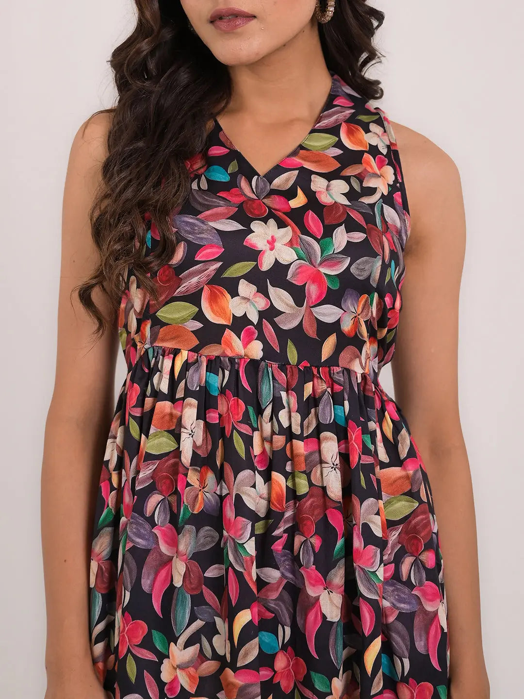 Women's Cotton Printed Sleeveless Flaired Top Kavita Gupta