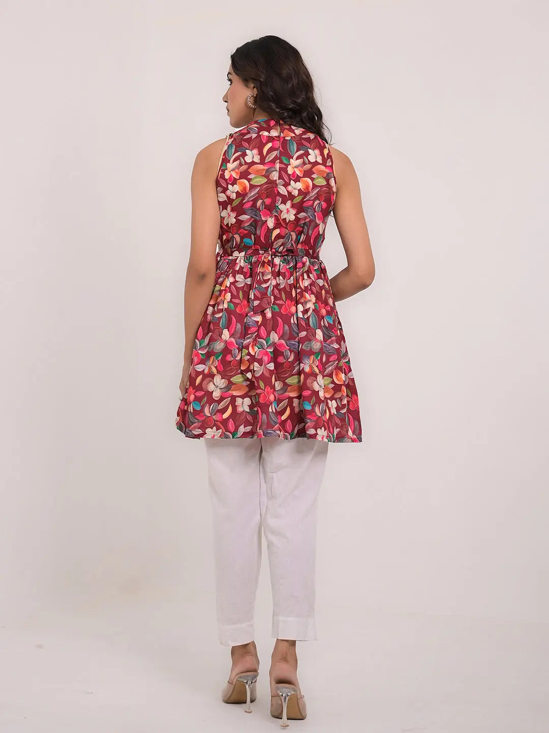 Women's Cotton Printed Sleeveless Flaired Top Kavita Gupta