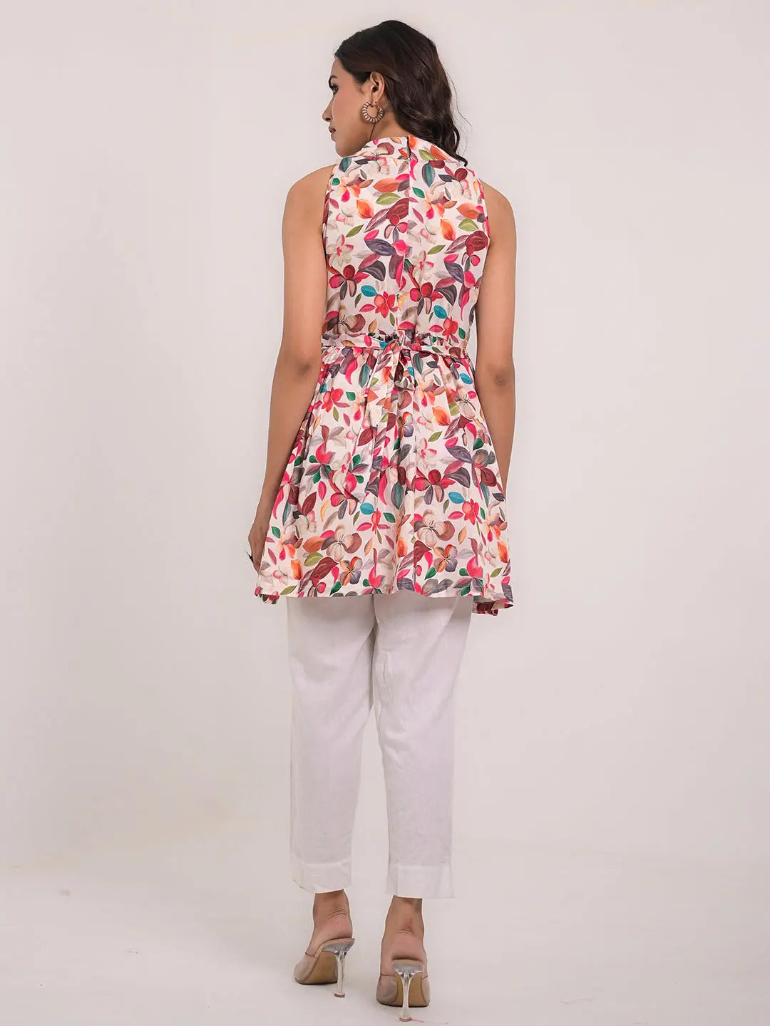 Women's Cotton Printed Sleeveless Flaired Top Kavita Gupta