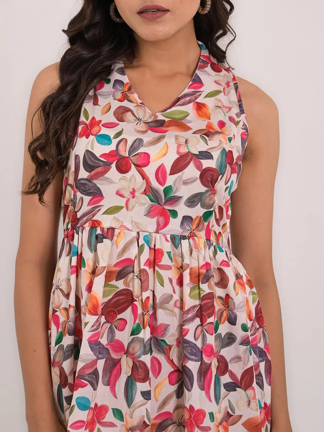 Women's Cotton Printed Sleeveless Flaired Top Kavita Gupta