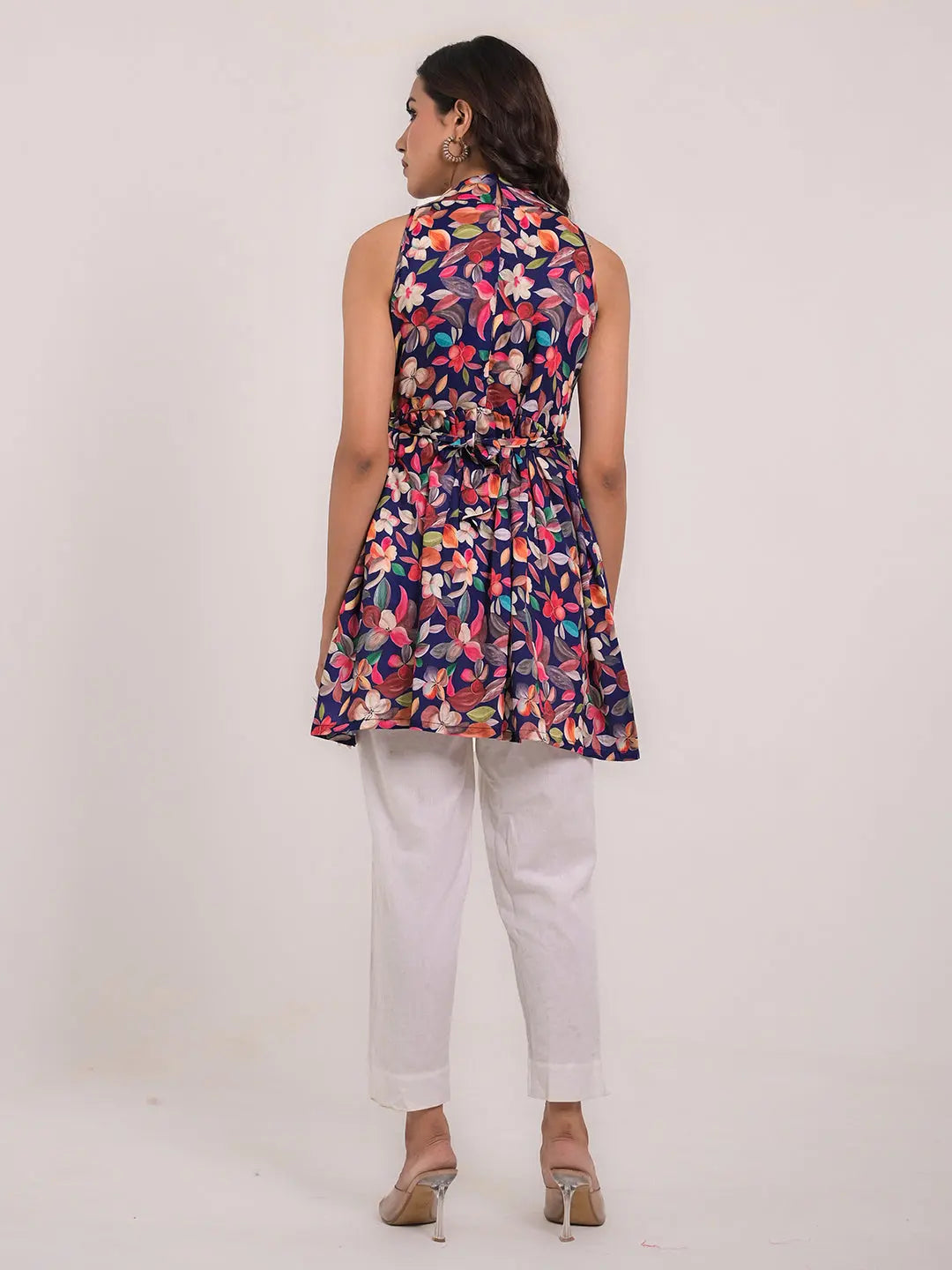 Women's Cotton Printed Sleeveless Flaired Top Kavita Gupta