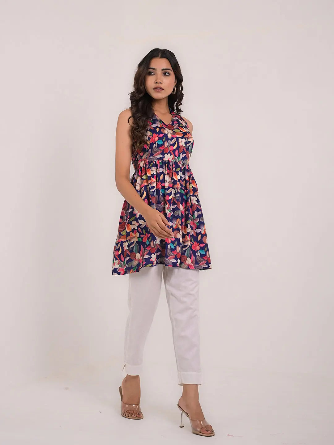 Women's Cotton Printed Sleeveless Flaired Top Kavita Gupta