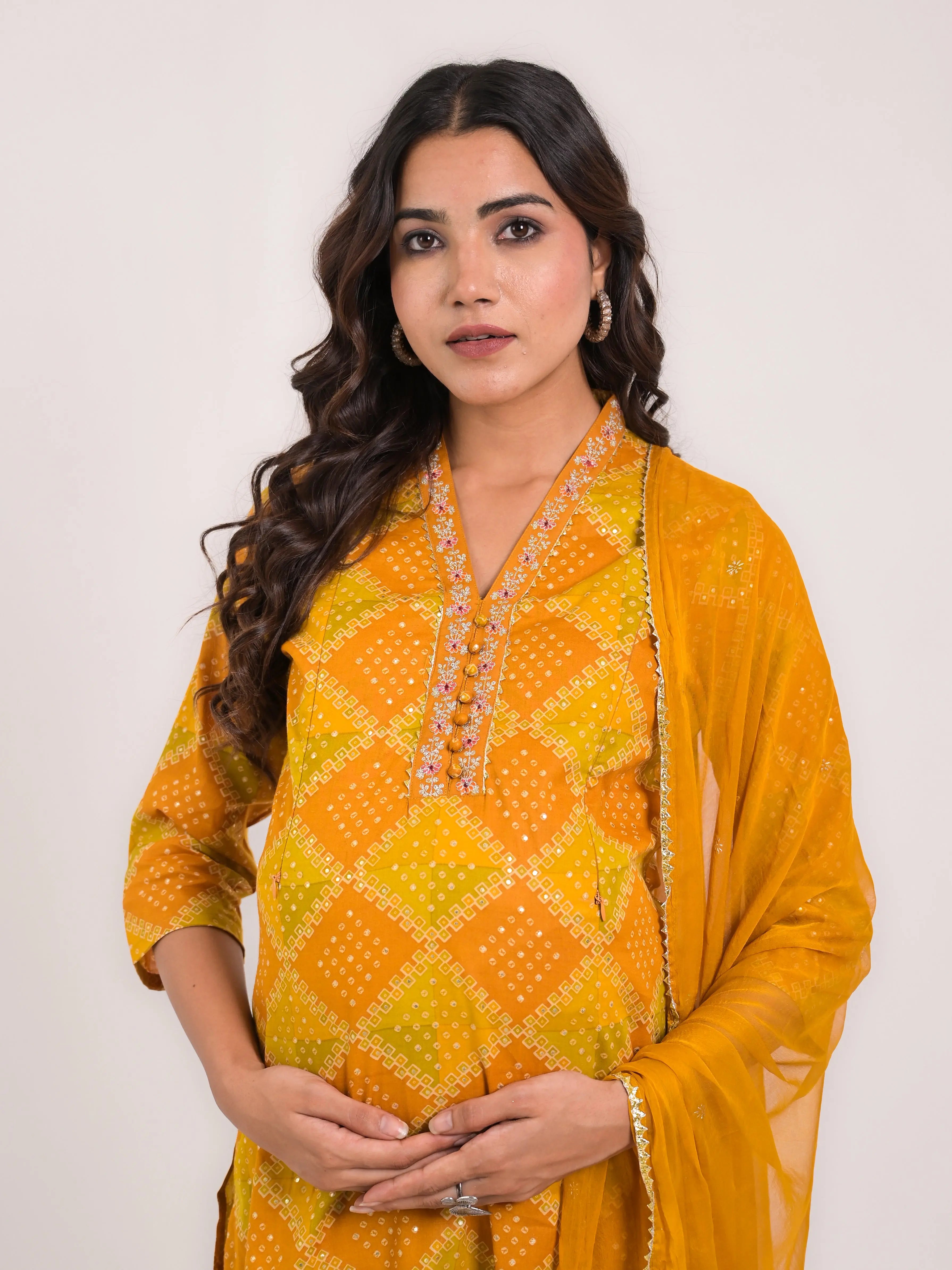 Mumzhug cotton embroided kurta with pant and dupatta for maternity and feeding purpose mumzhug