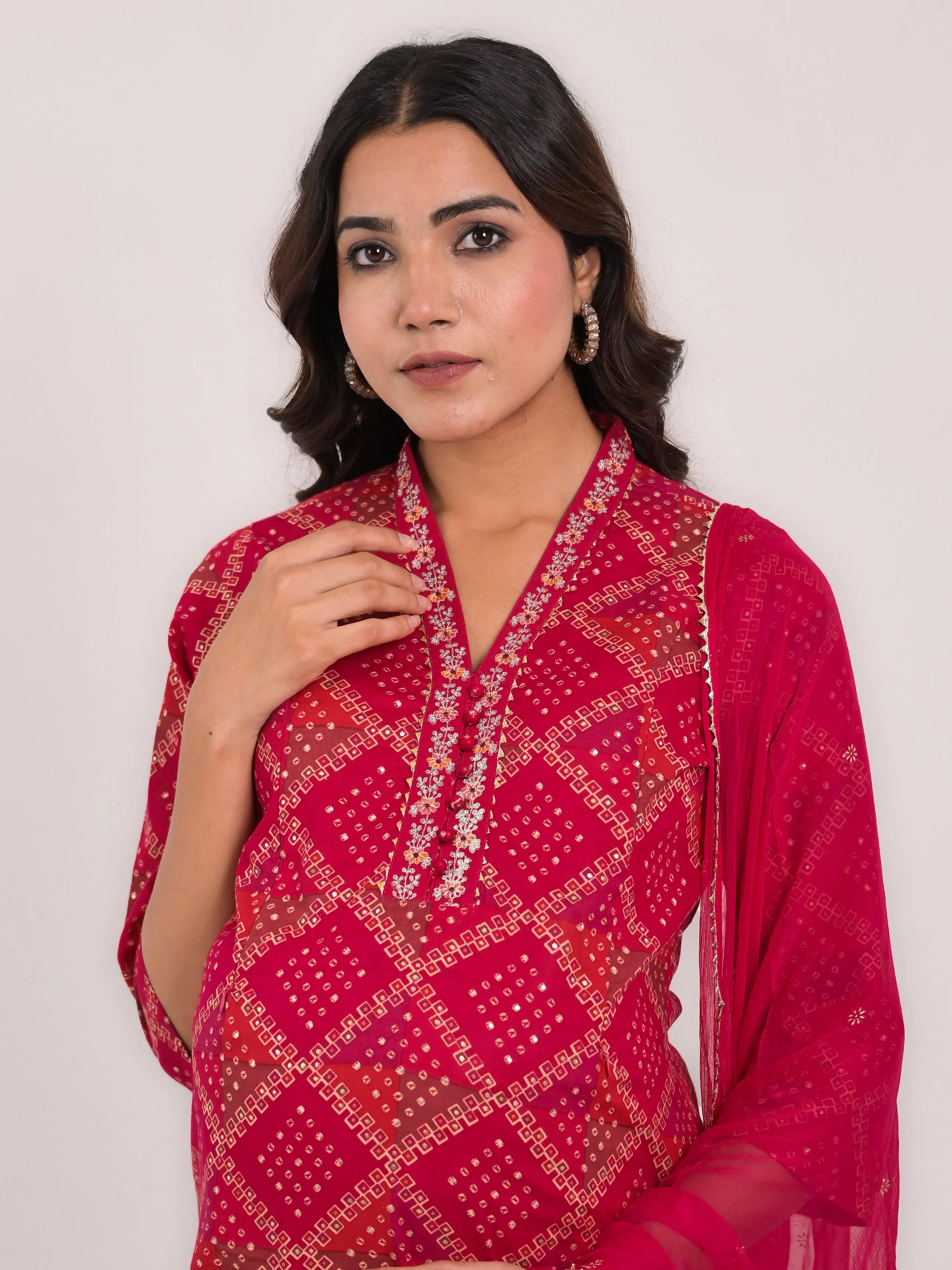 Mumzhug cotton embroided kurta with pant and dupatta for maternity and feeding purpose mumzhug