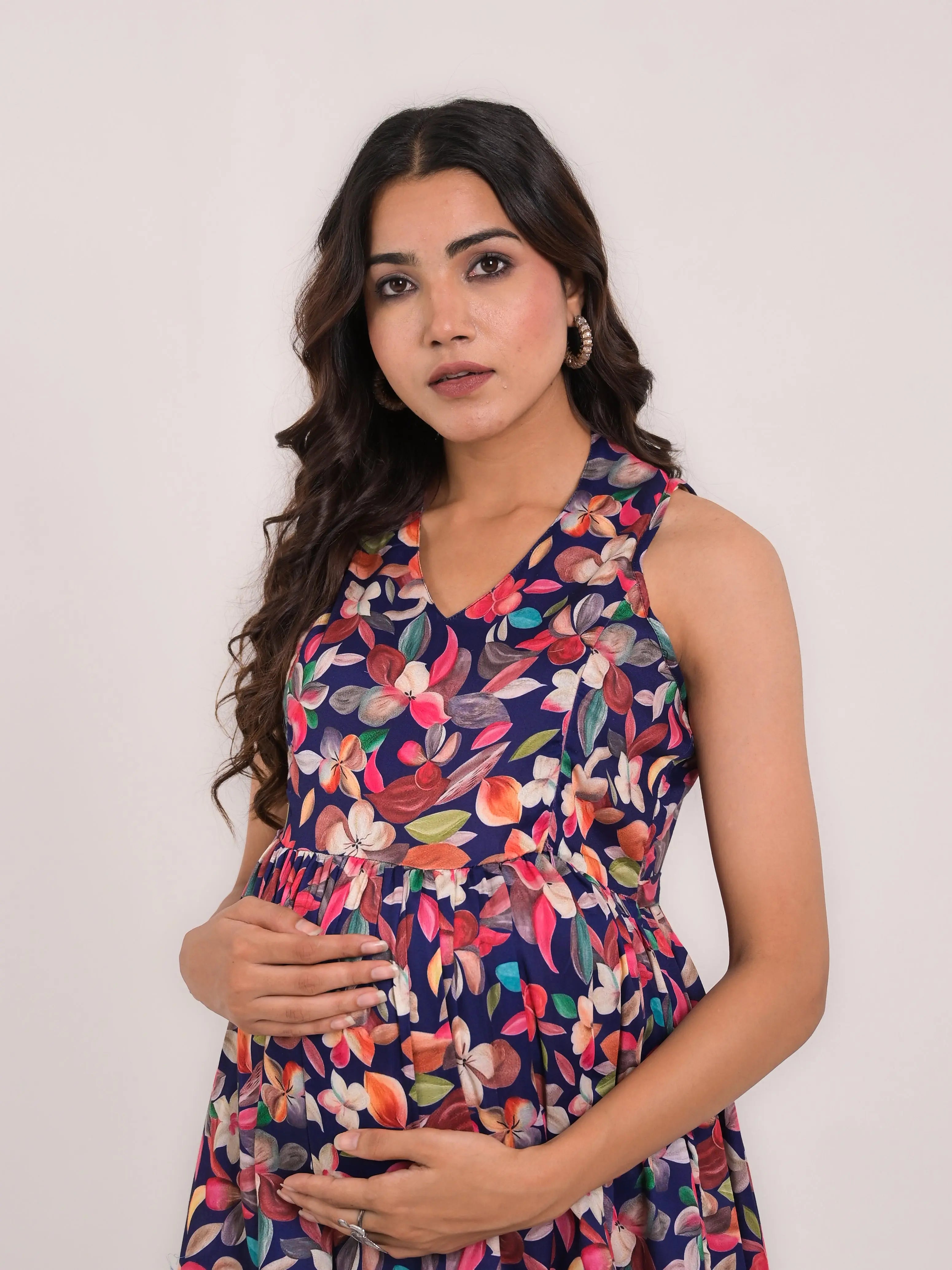 cotton printed flaired top  for feeding and maternity purpose mumzhug