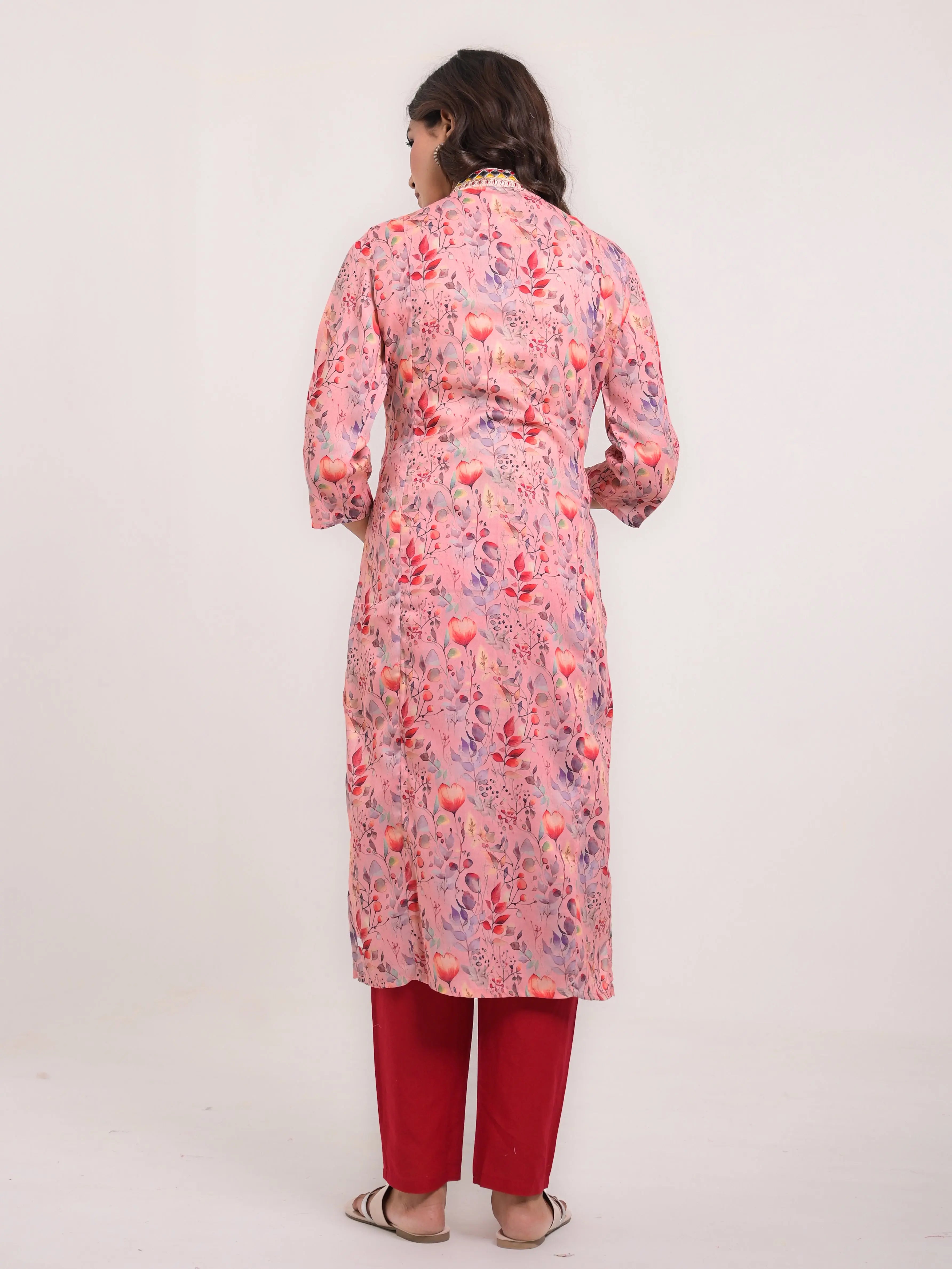 maslin silk  printed kurta with detailed embroidery for feeding and maternity purpose mumzhug