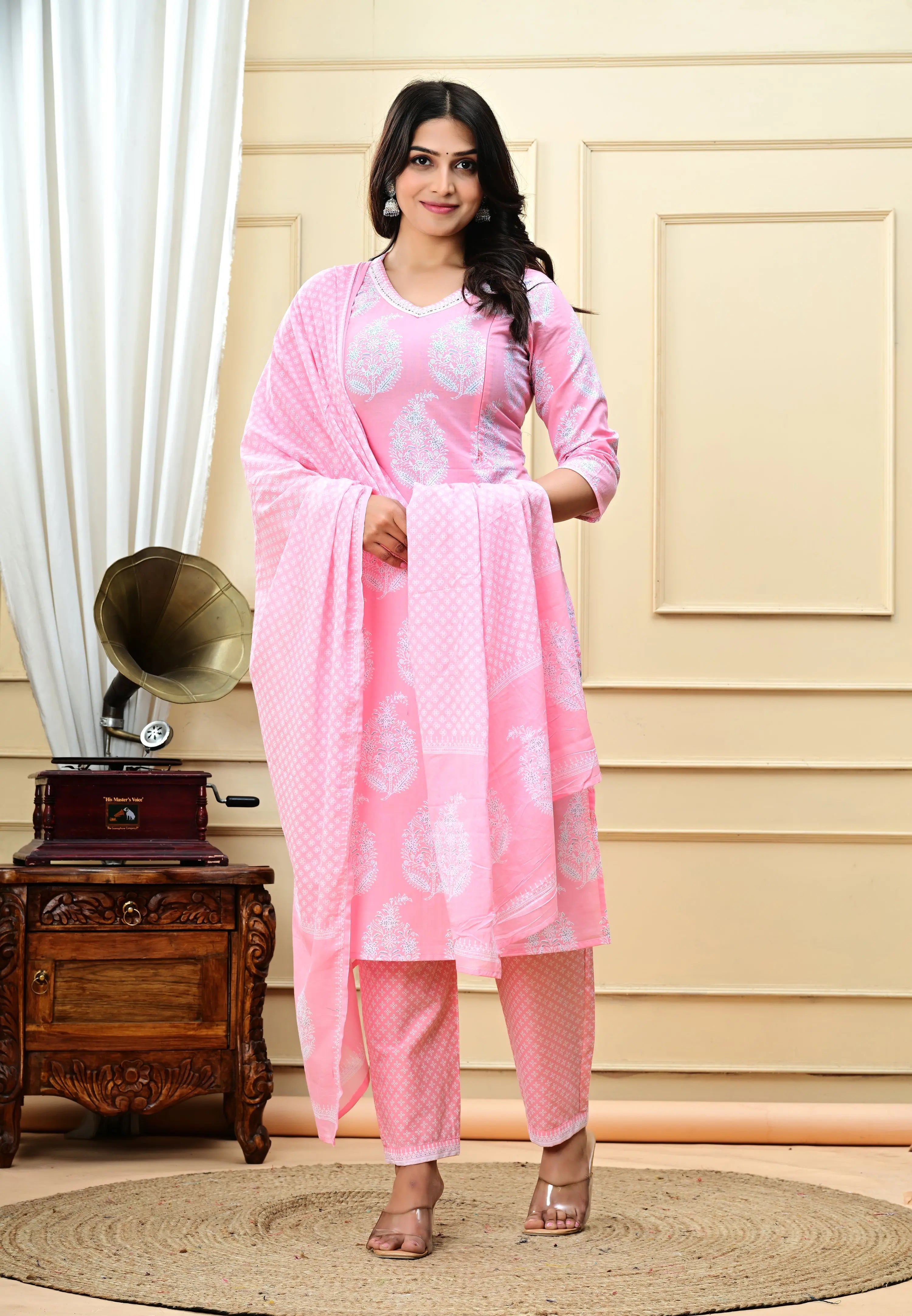 PLUS SIZED PURE COTTON BABY PINK COLORED KURTA PANT AND DUPATTA FOR FEEDING AND MATERNITY PURPOSE  mumzhug  Maternity Gown