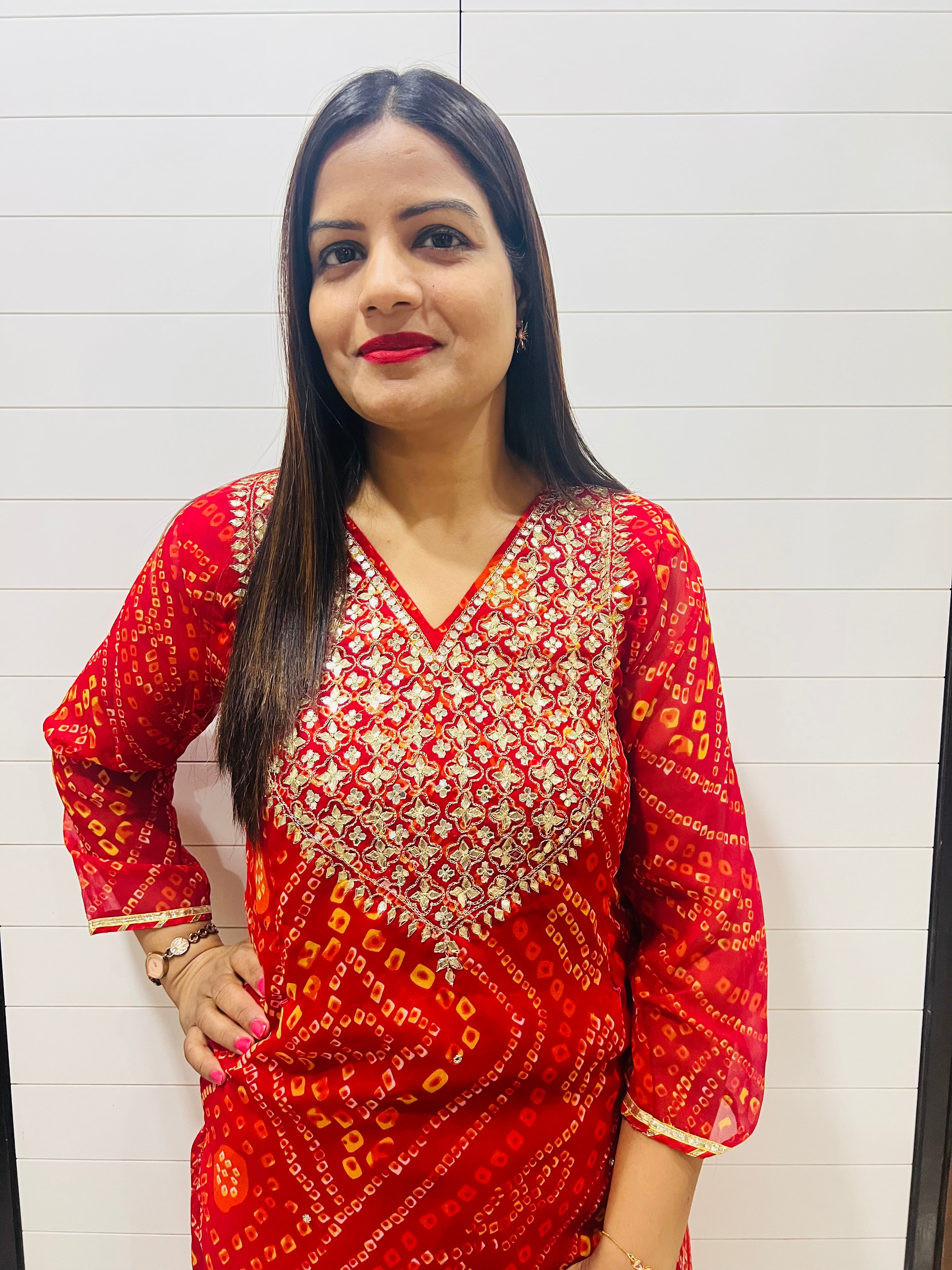Mumzhug Georgette Feeding Hand Embroidered Kurta