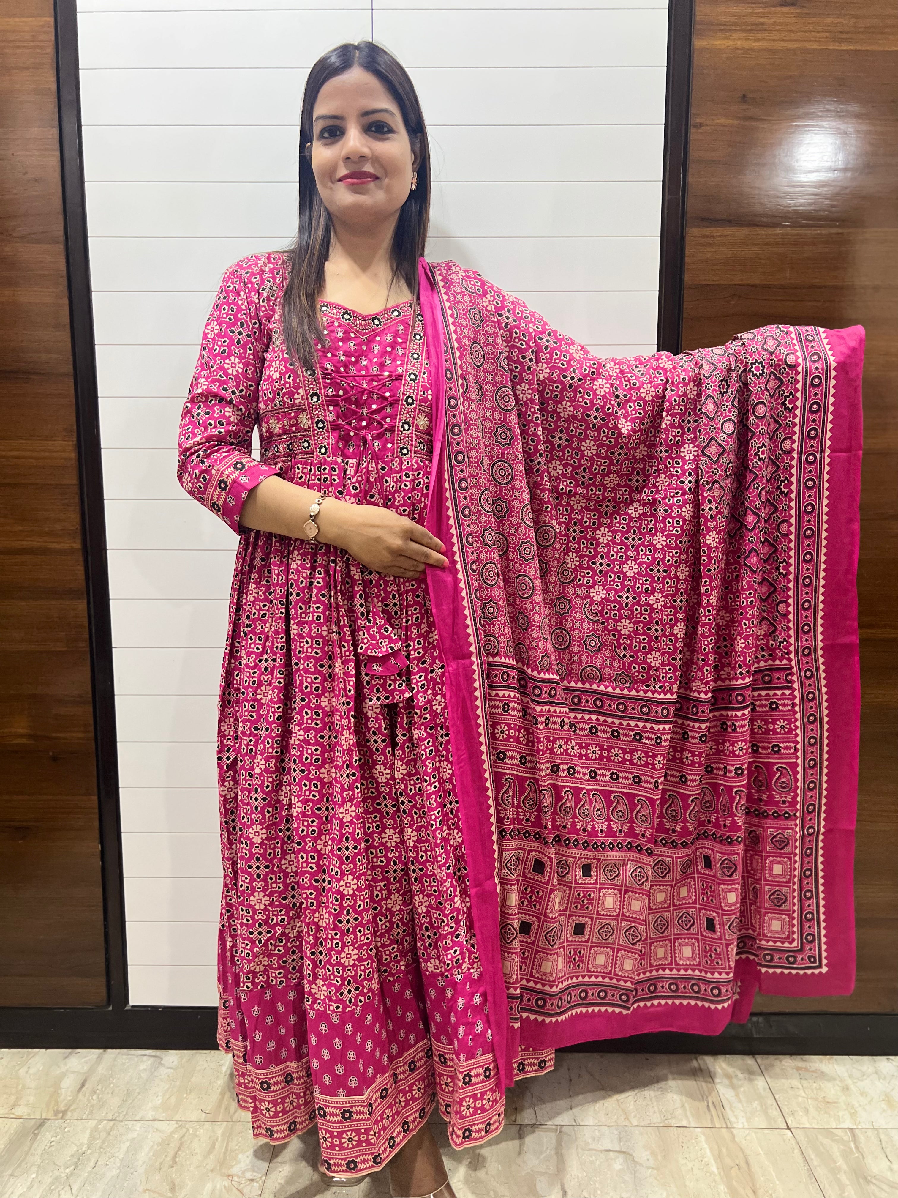 Pre-Book Fuchsia Pure Cotton Flared Maternity and Feeding Suit Set- prebooking is currently closed