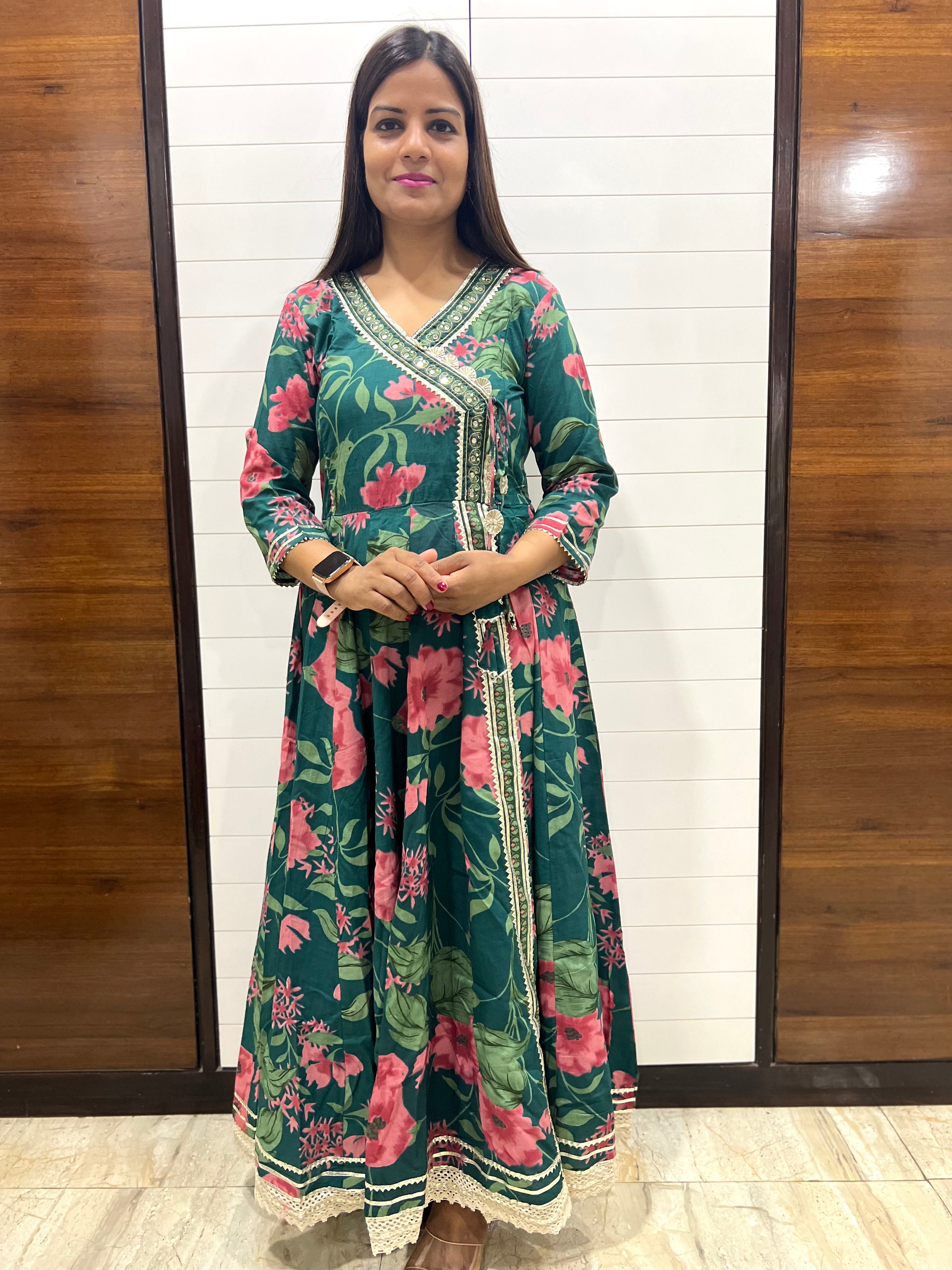 Mumzhug Pure Cotton Printed Flared Feeding and Maternity Anarkali Pant and Dupatta set