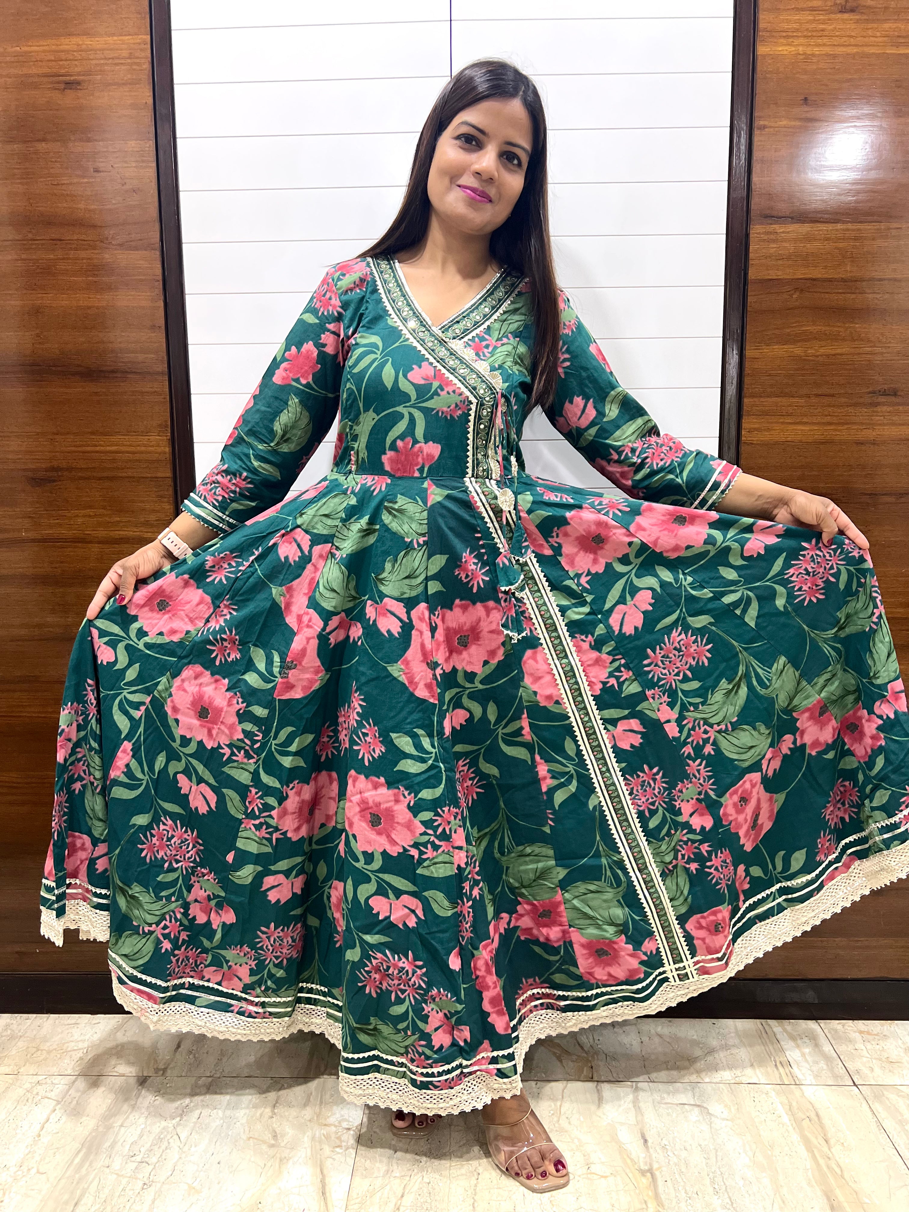 Mumzhug Pure Cotton Printed Flared Feeding and Maternity Anarkali Pant and Dupatta set