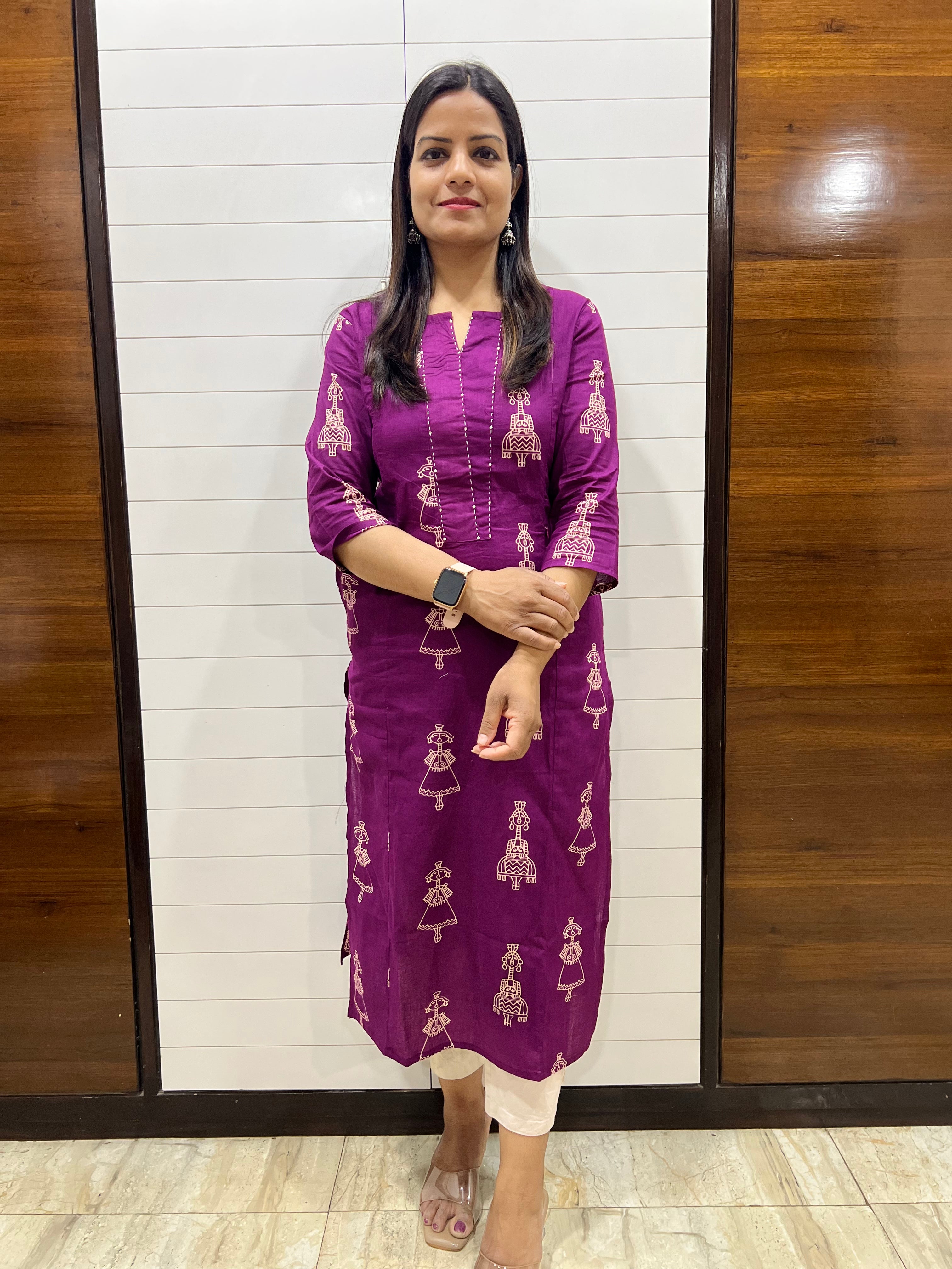 Mumzhug Wine Pure Cotton Feeding Kurta