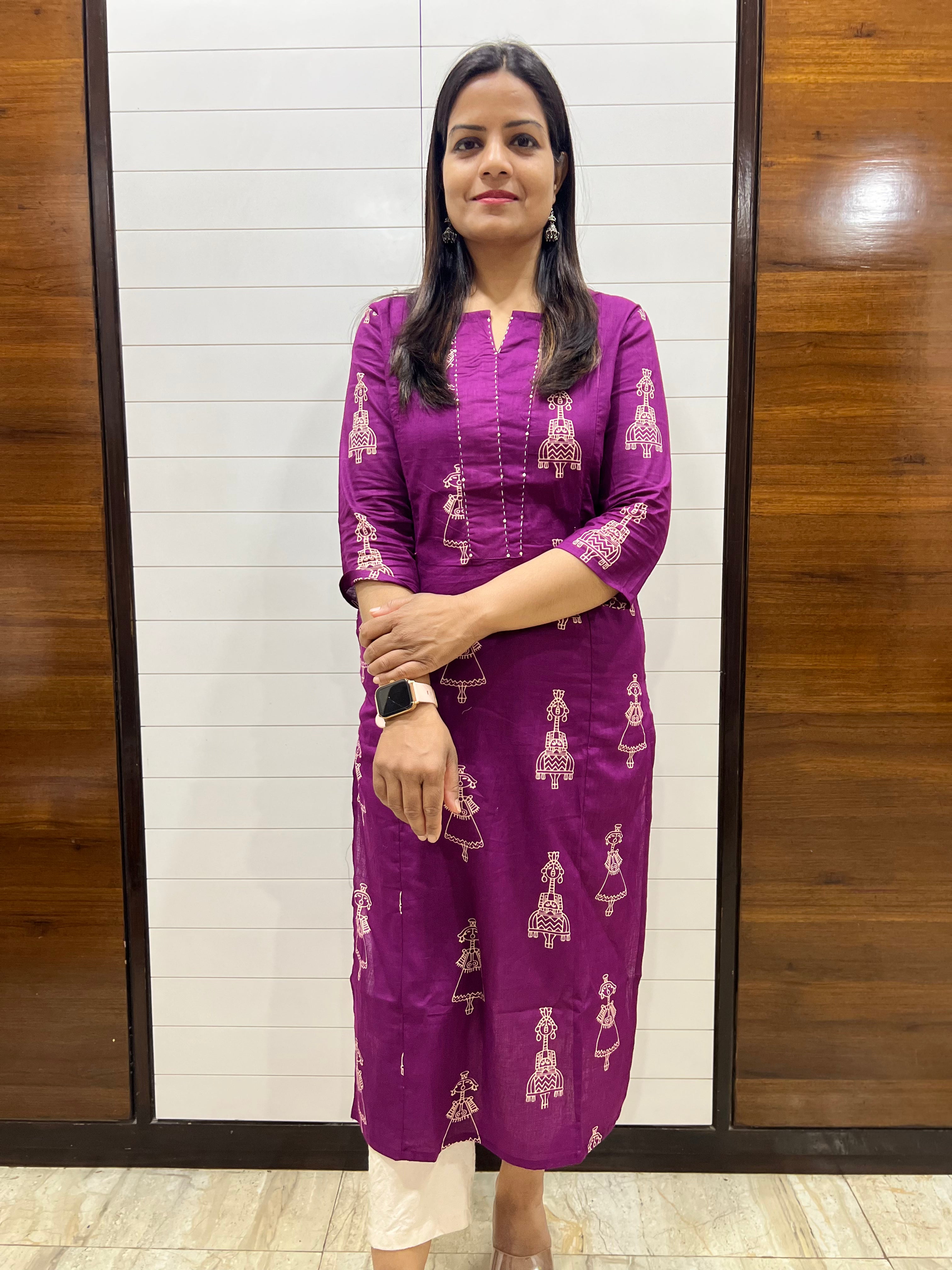 Mumzhug Wine Pure Cotton Feeding Kurta