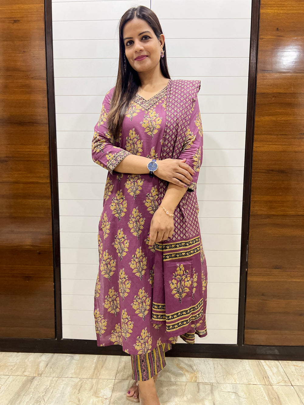 Mumzhug Pure Cotton Wine Jaipuri Print Feeding Kurta Pant & Dupatta Set- Orders will start dispatching from 20th October.