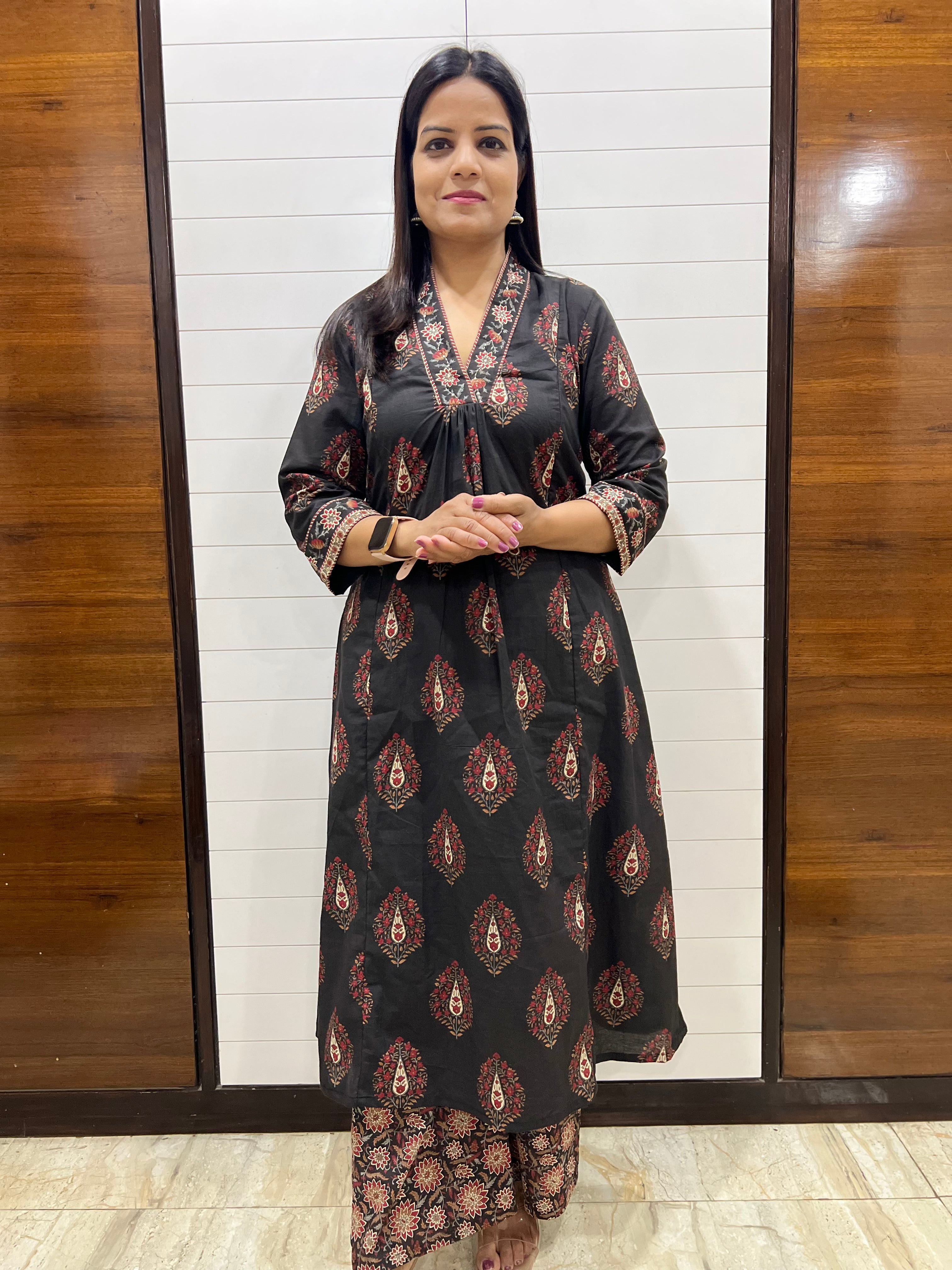 #READY TO SHIP..Mumzhug black pure premium cotton feeding kurta set