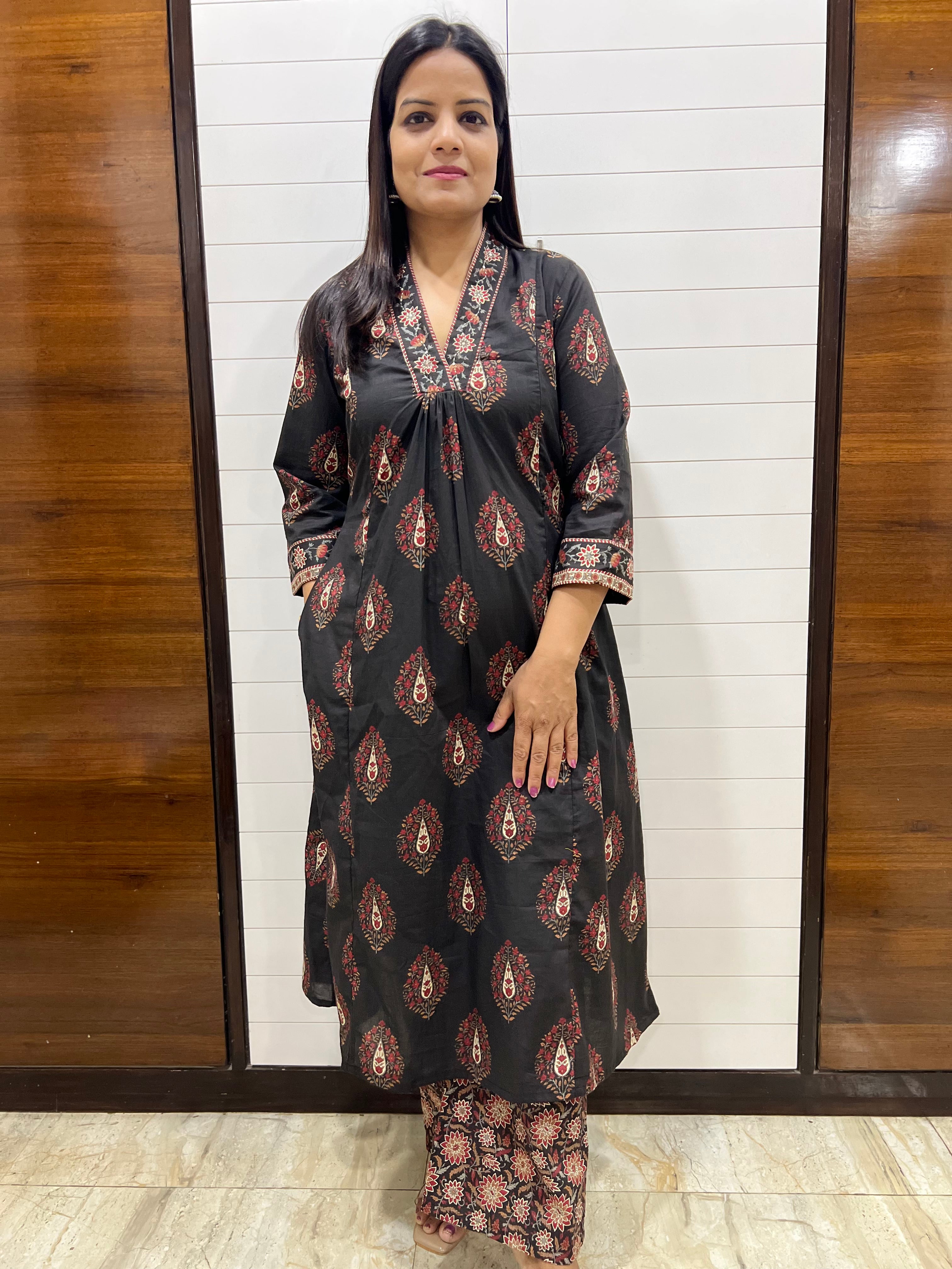 #READY TO SHIP..Mumzhug black pure premium cotton feeding kurta set