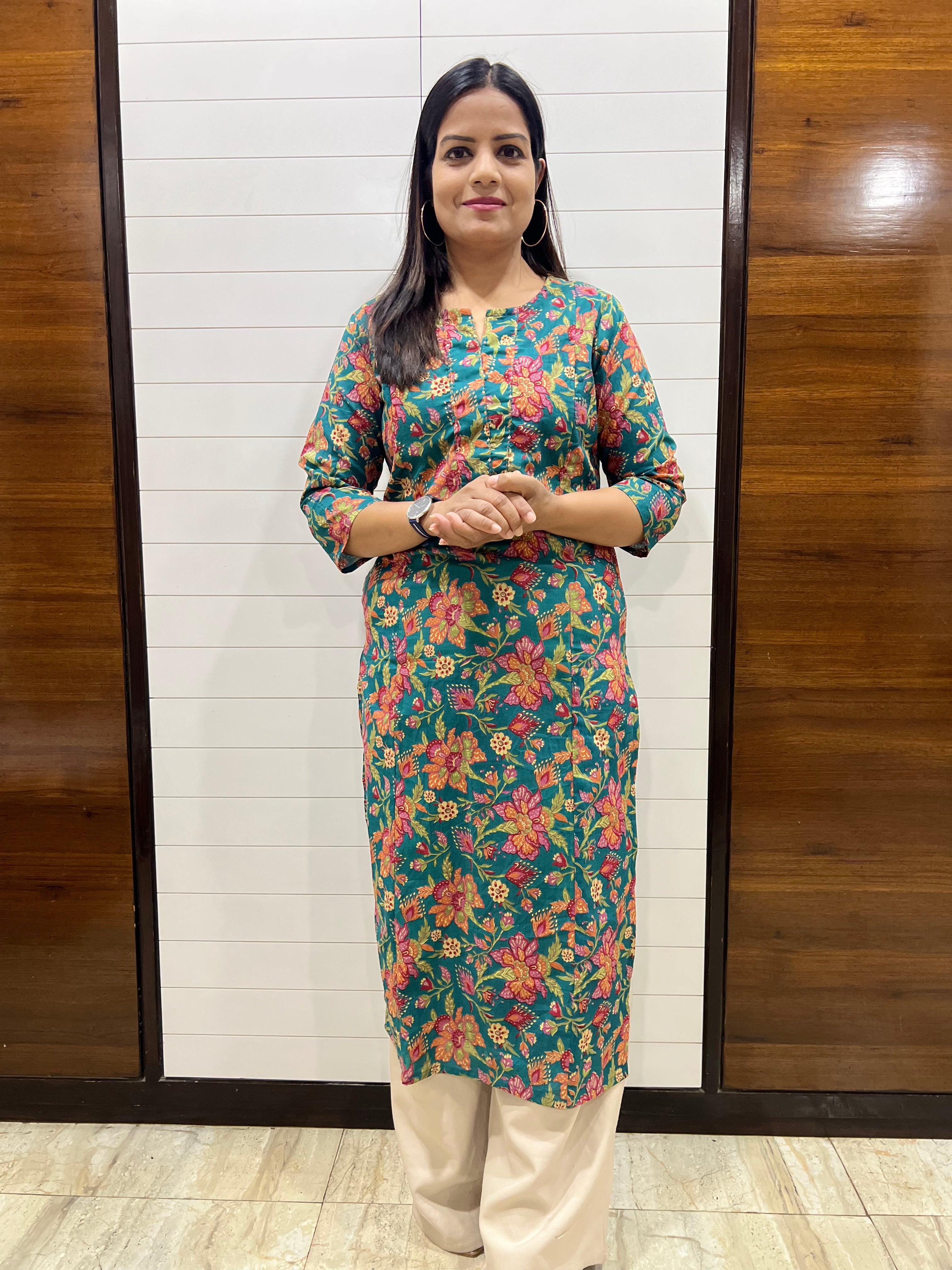 Mumzhug pure premium cotton green feeding kurta