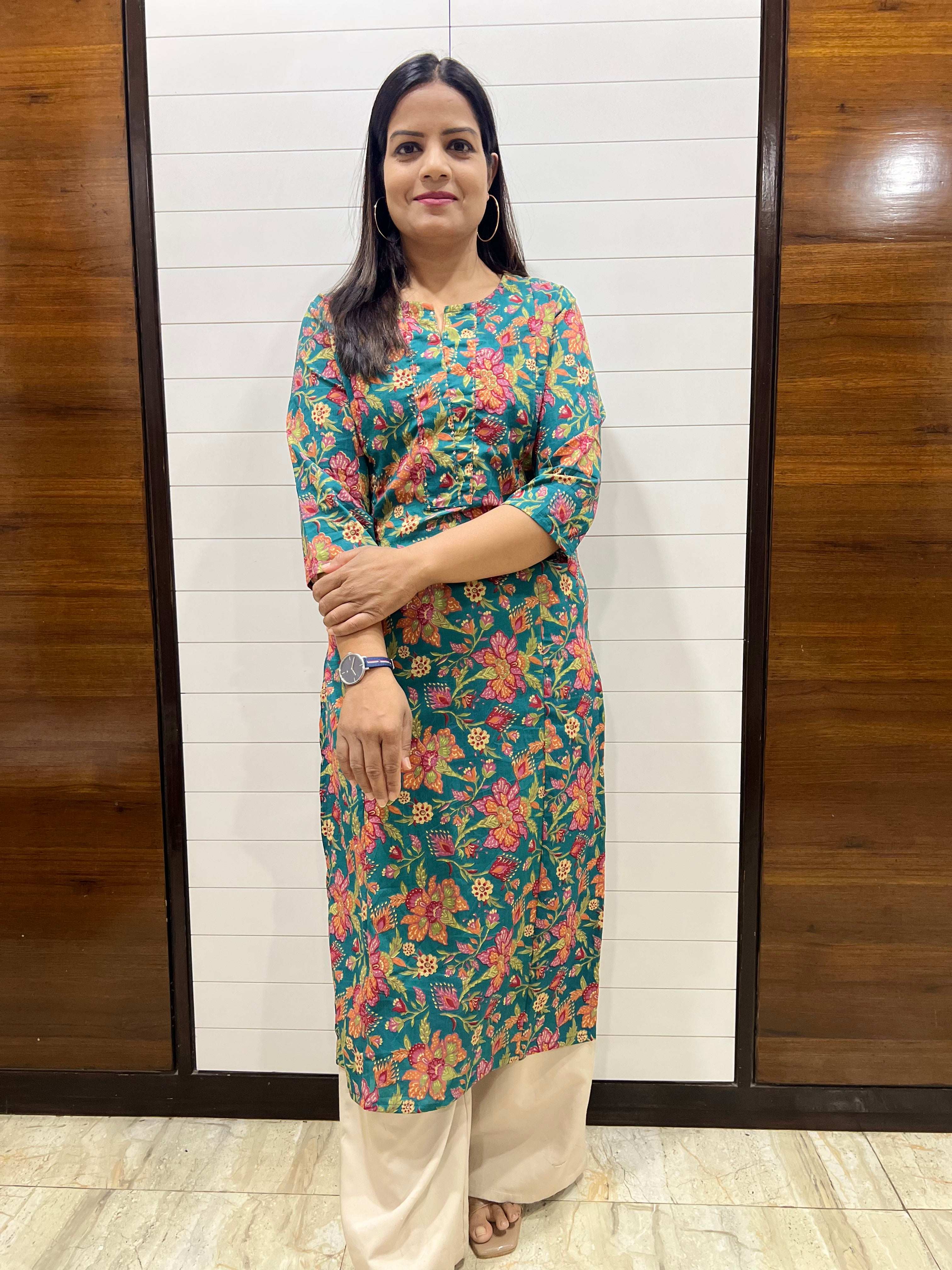 Mumzhug pure premium cotton green feeding kurta