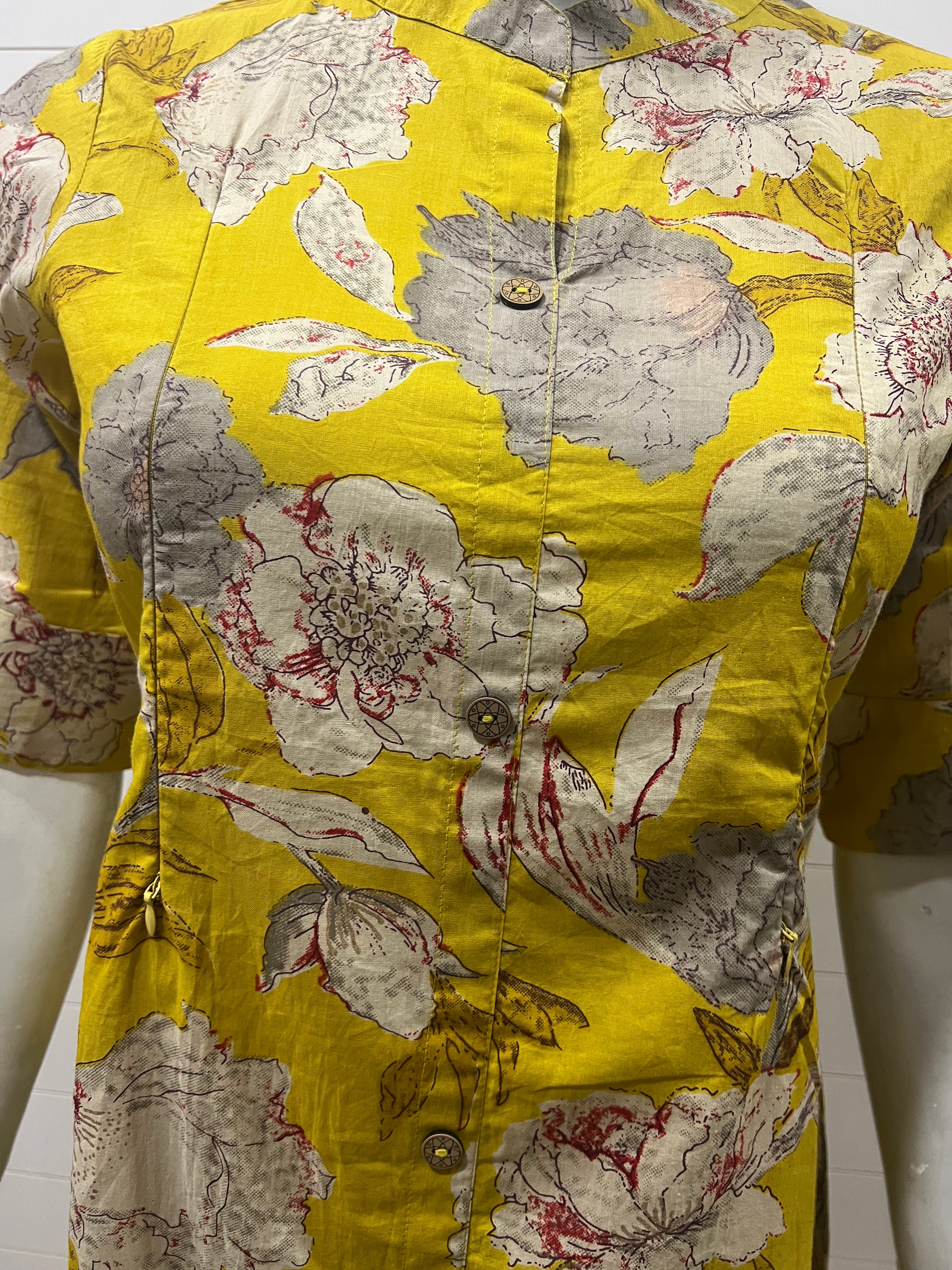 Yellow flower Pure Cotton Printed Feeding A-Line Kurta Pant Set