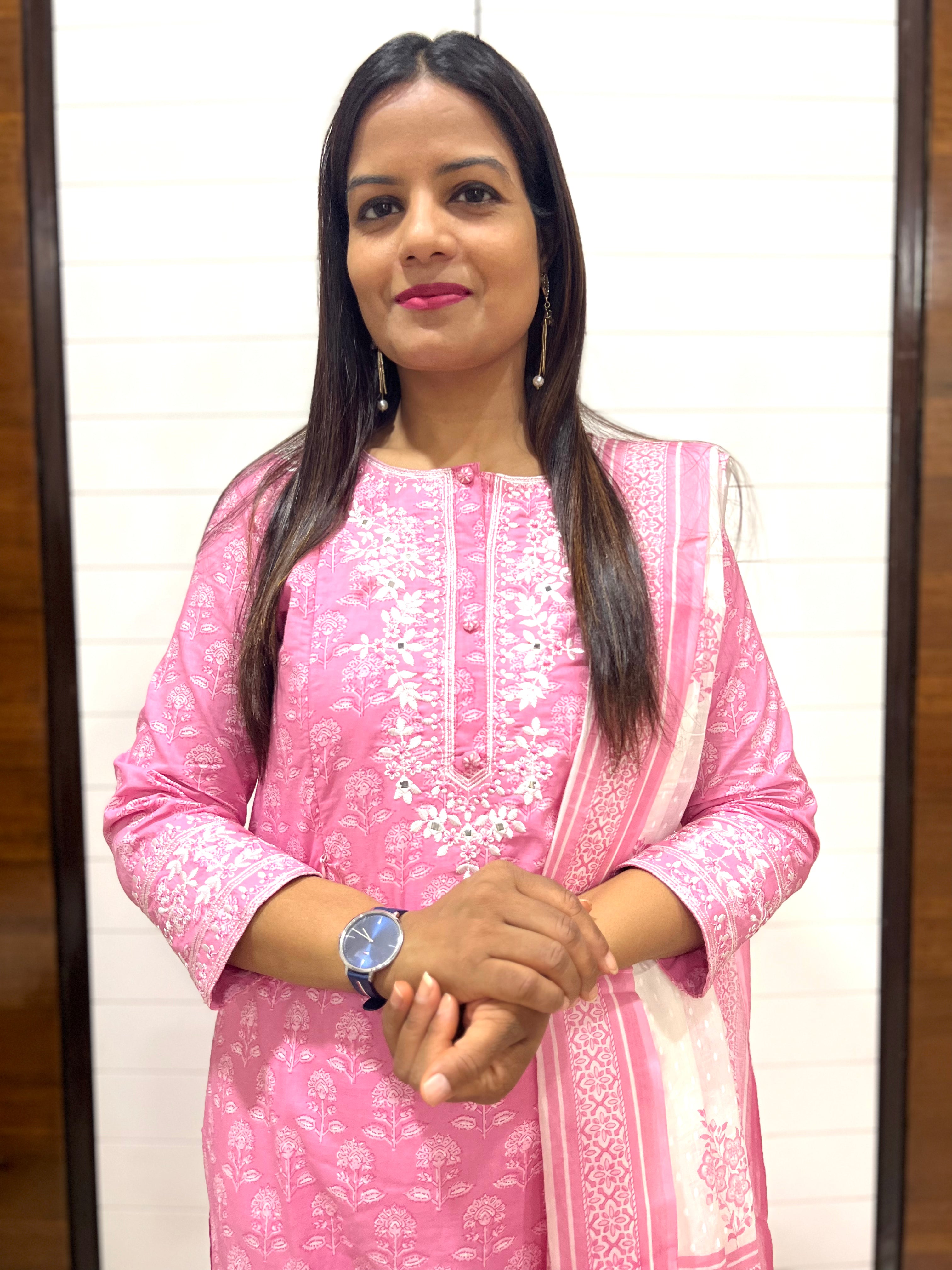 Pure Cotton Embroidered Feeding Kurta Pant and Dupatta Set