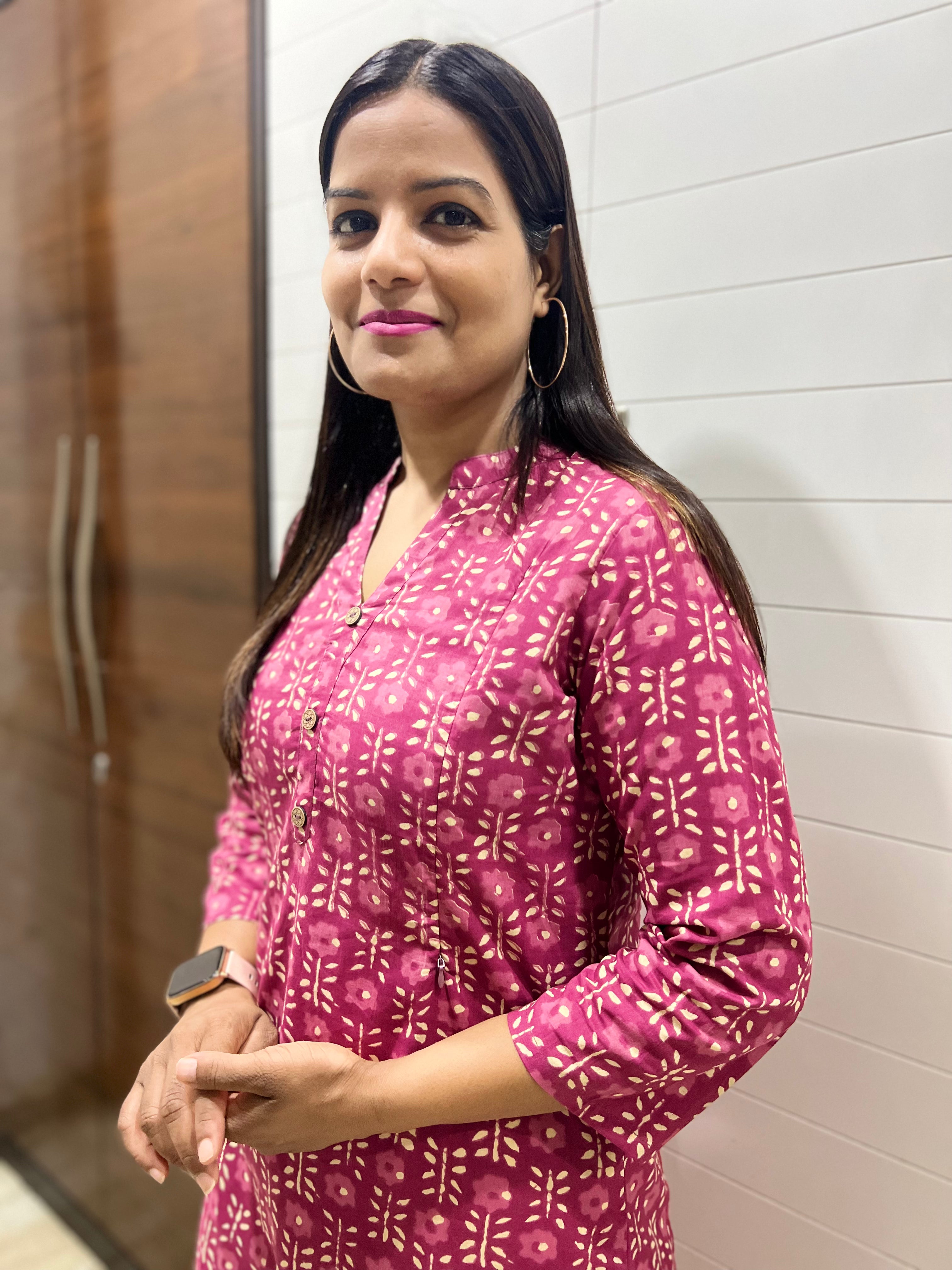 Mumzhug onion Color Pure Cotton Feeding Kurti