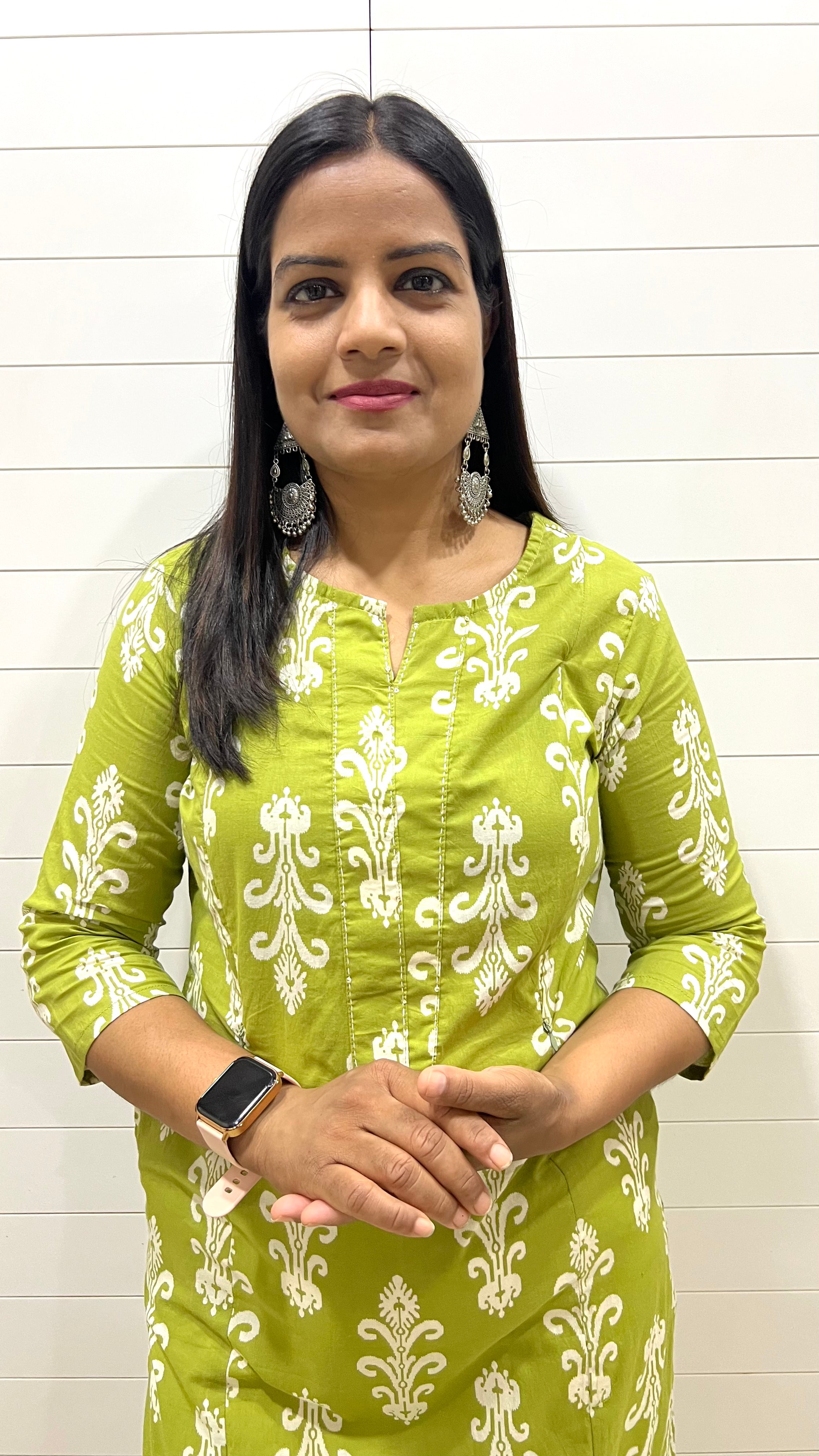 Mumzhug pure cotton jaipuri print green feeding kurta