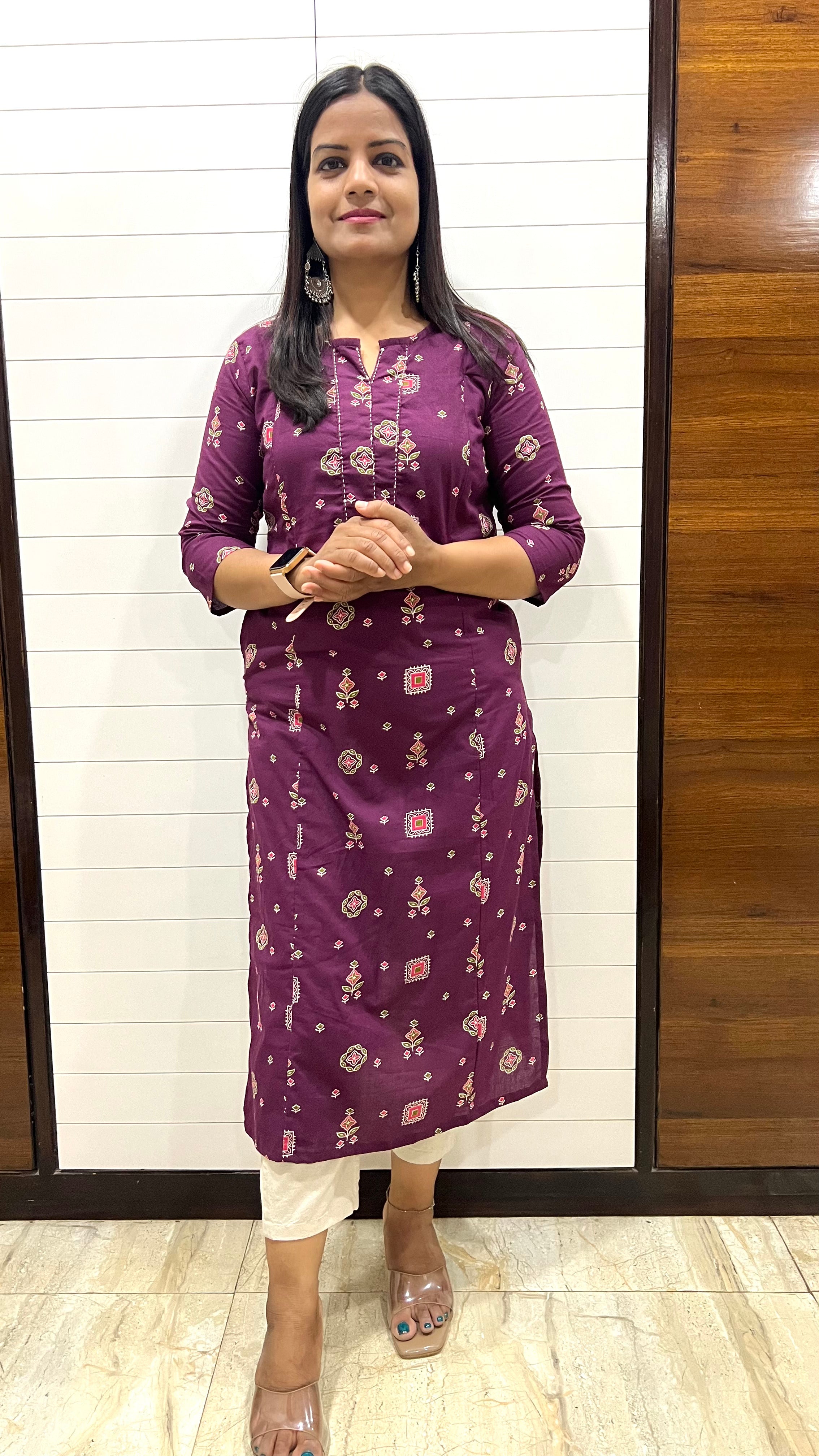 Mumzhug wine pure cotton print feeding kurta