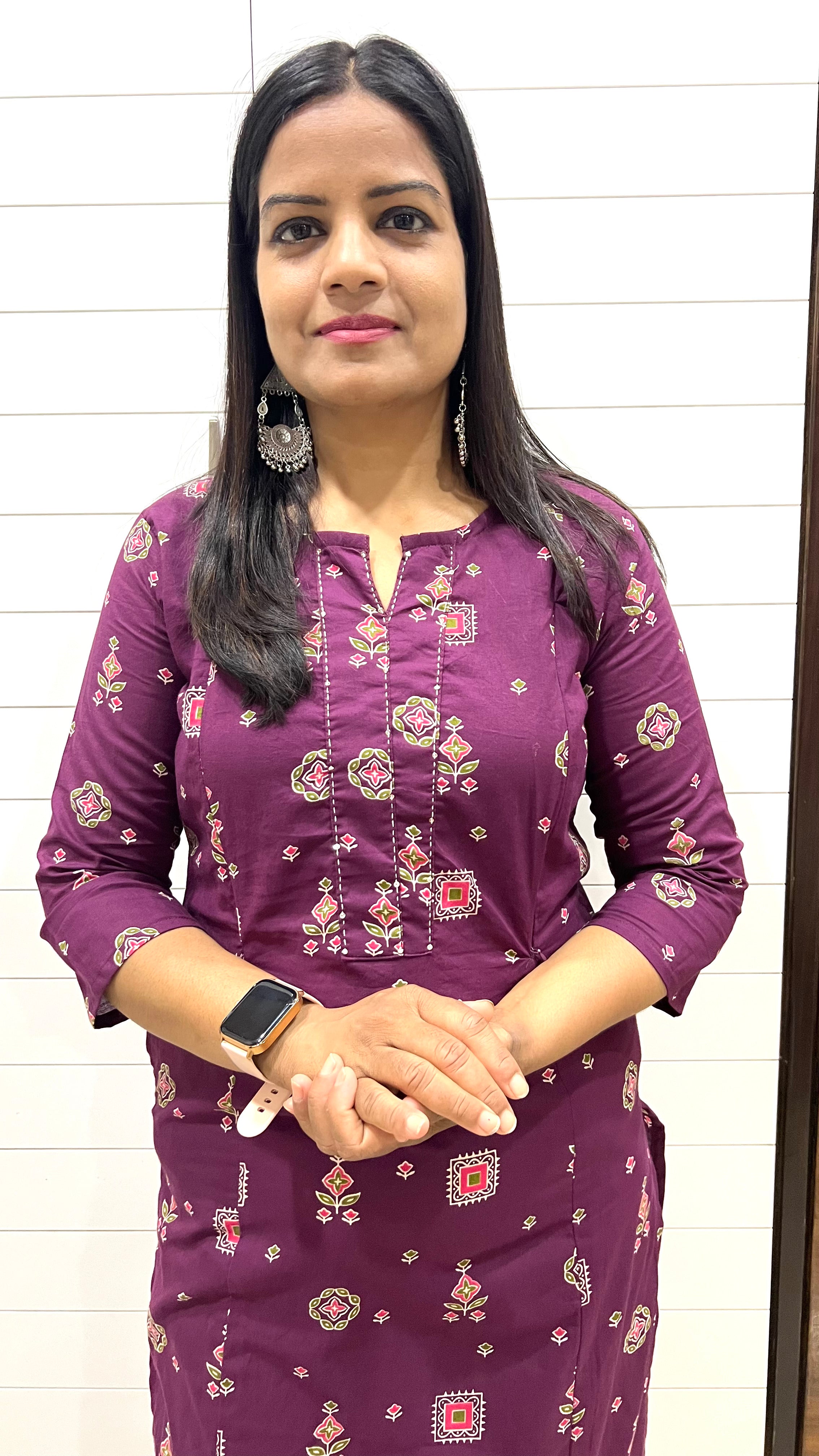 Mumzhug wine pure cotton print feeding kurta