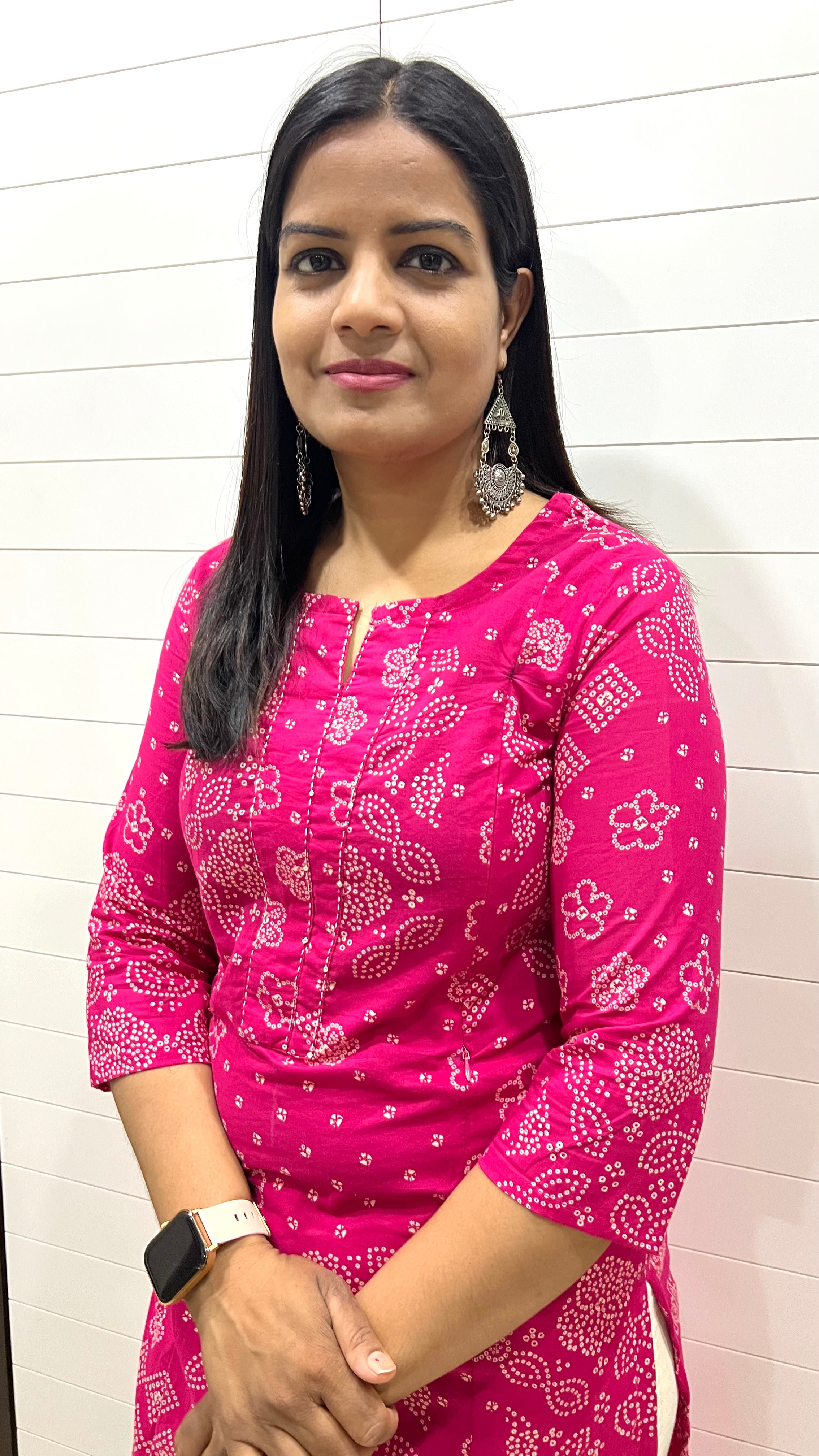 Mumzhug fuchsia pure cotton print feeding kurta