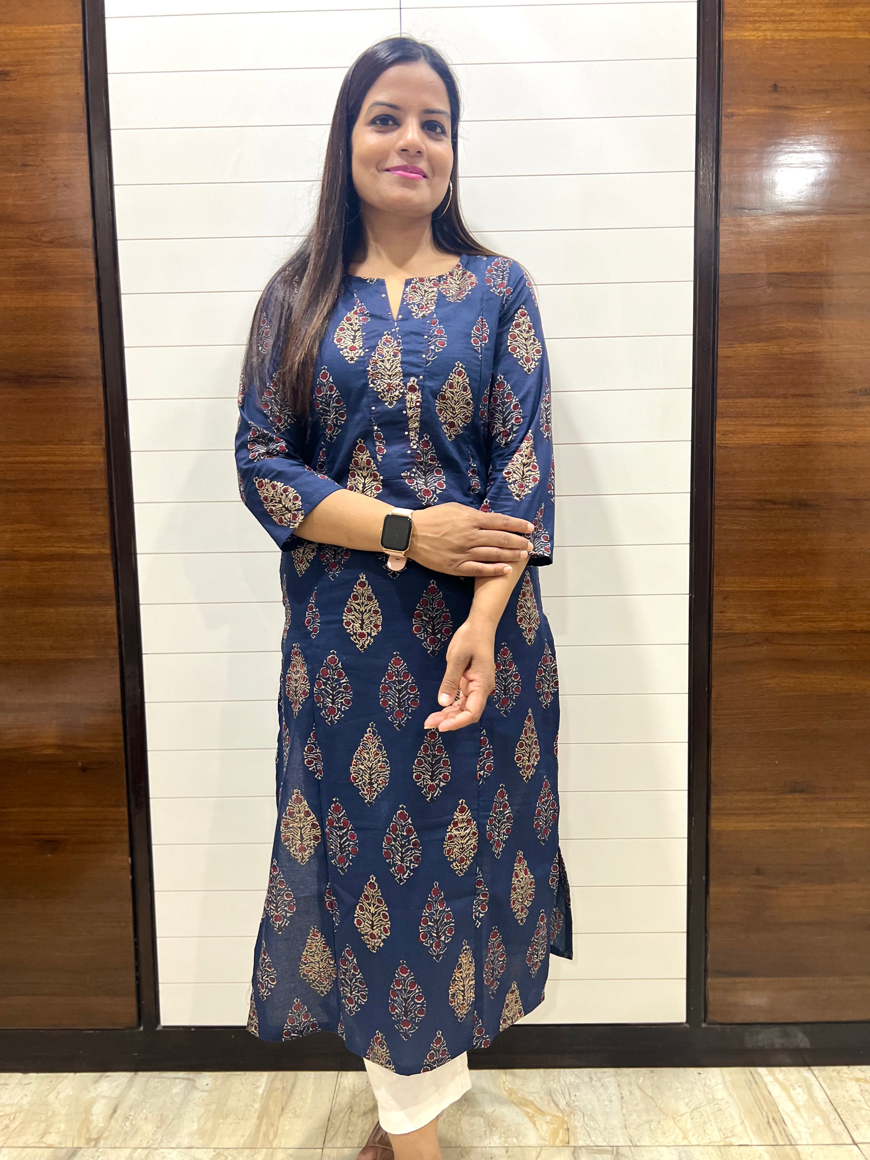 Mumzhug Japuri Cotton Printed Feeding Kurta with Side Pocket