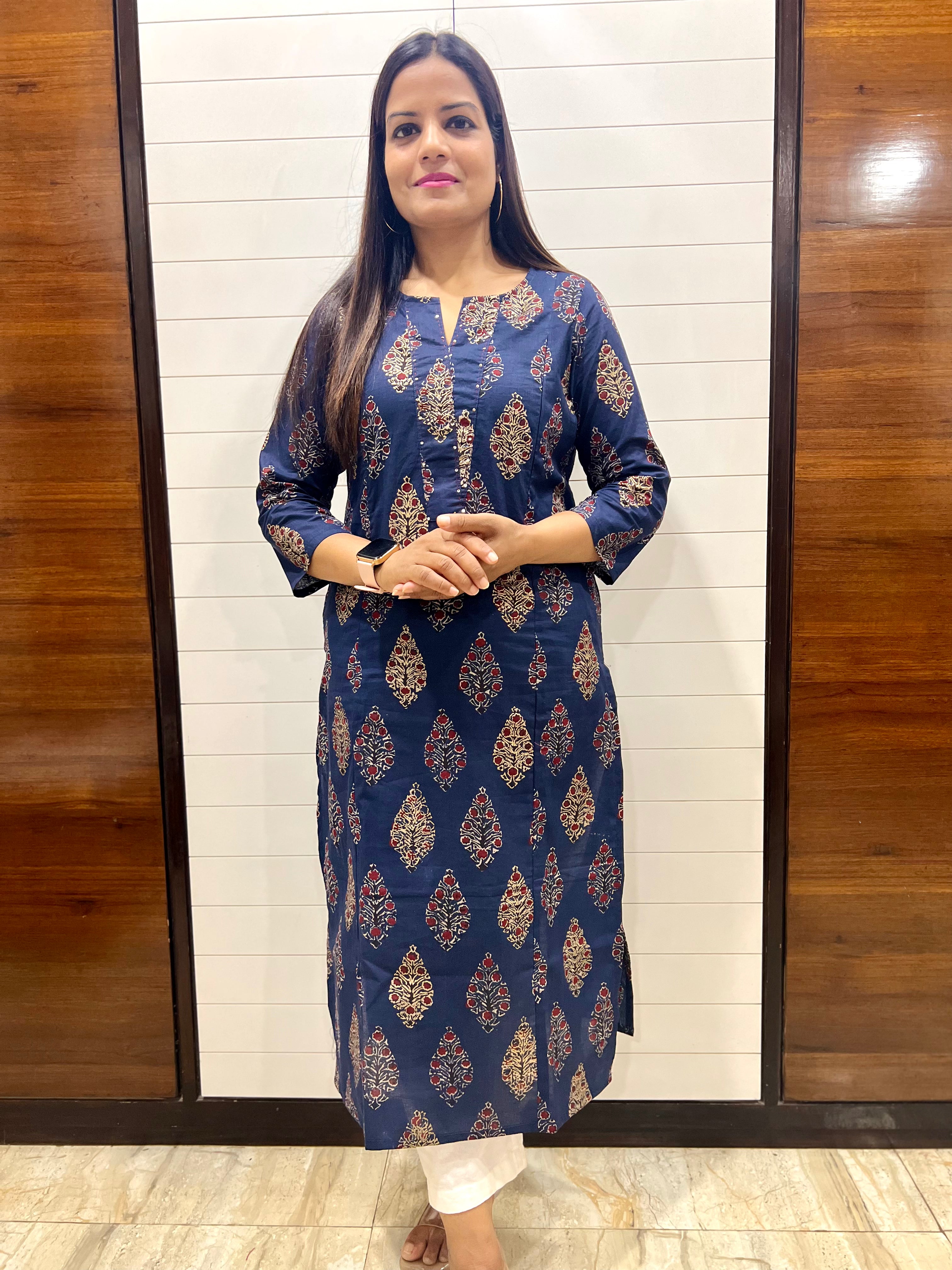 Mumzhug Japuri Cotton Printed Feeding Kurta with Side Pocket
